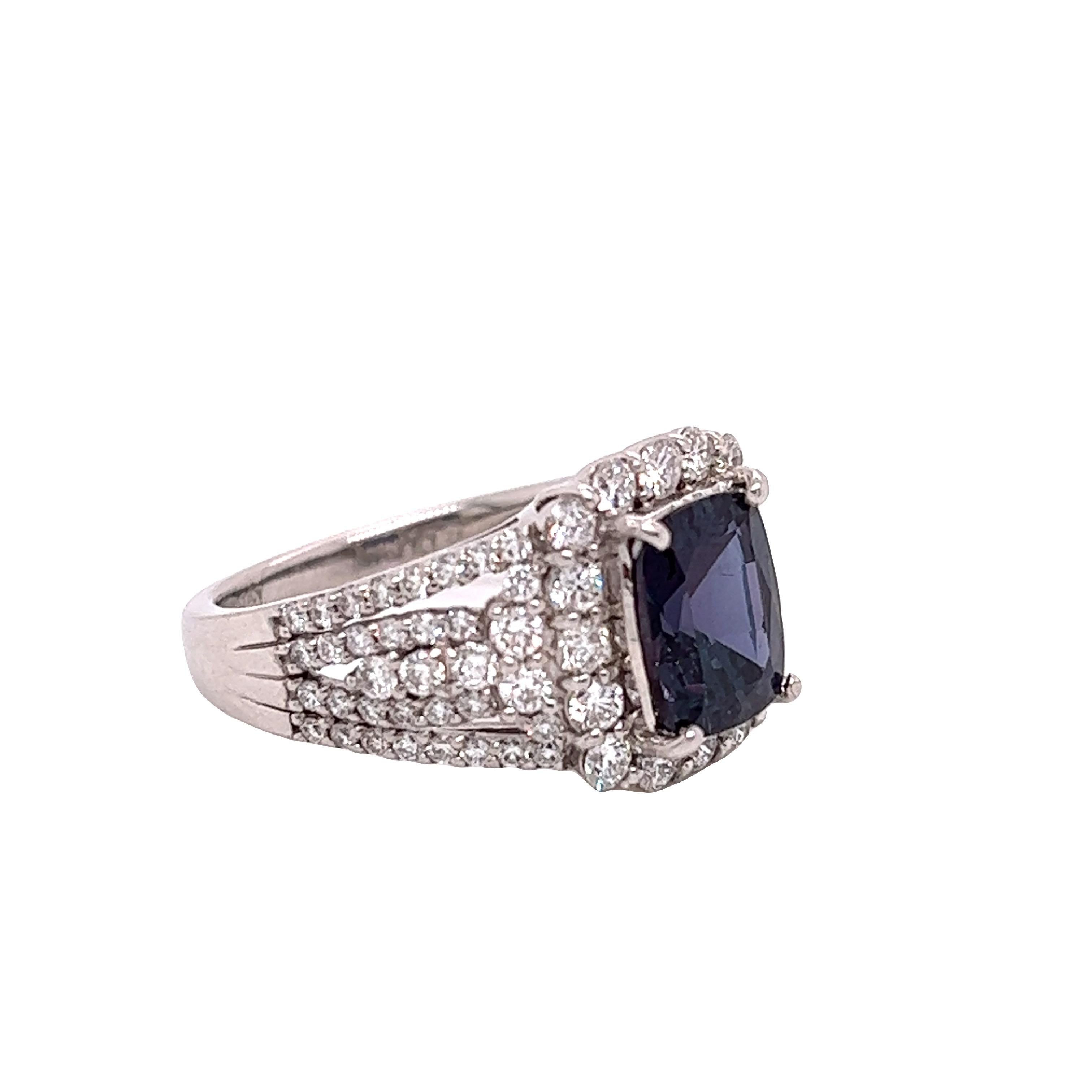 Victorian Natural GIA Certified 2.21 Ct. Brazillian Alexandrite & Diamond Cocktail Ring For Sale