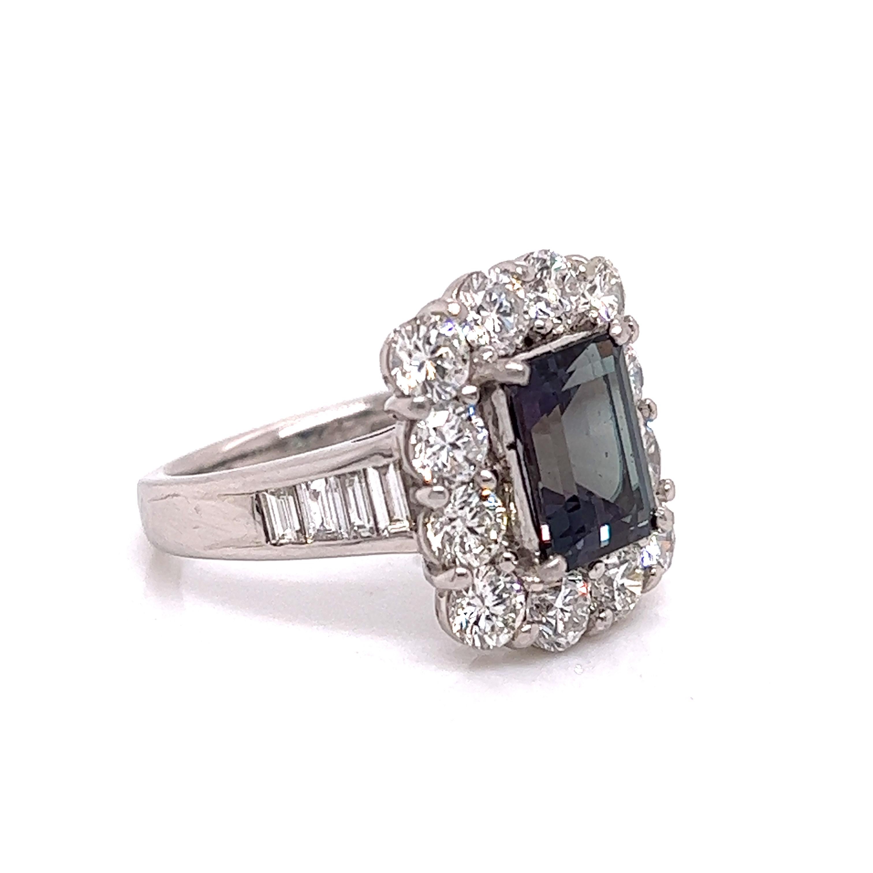 Victorian Natural GIA Certified 2.57Ct. Brazillian Alexandrite Diamond Vintage Ring For Sale