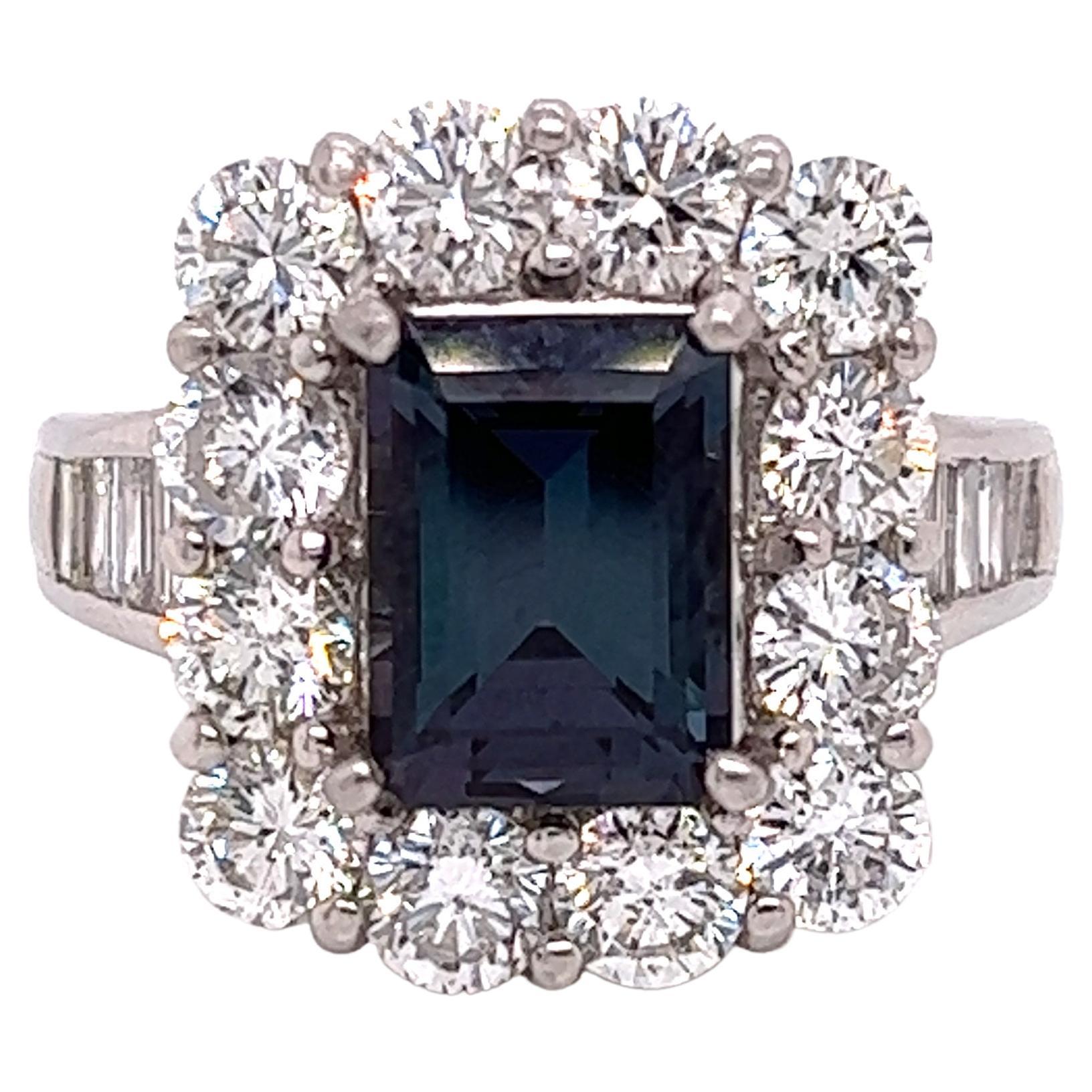 Natural GIA Certified 2.57Ct. Brazillian Alexandrite Diamond Vintage Ring For Sale