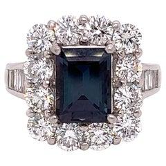 Nature certifié GIA 2.57Ct. Bague vintage en alexandrite du Brésil et diamants