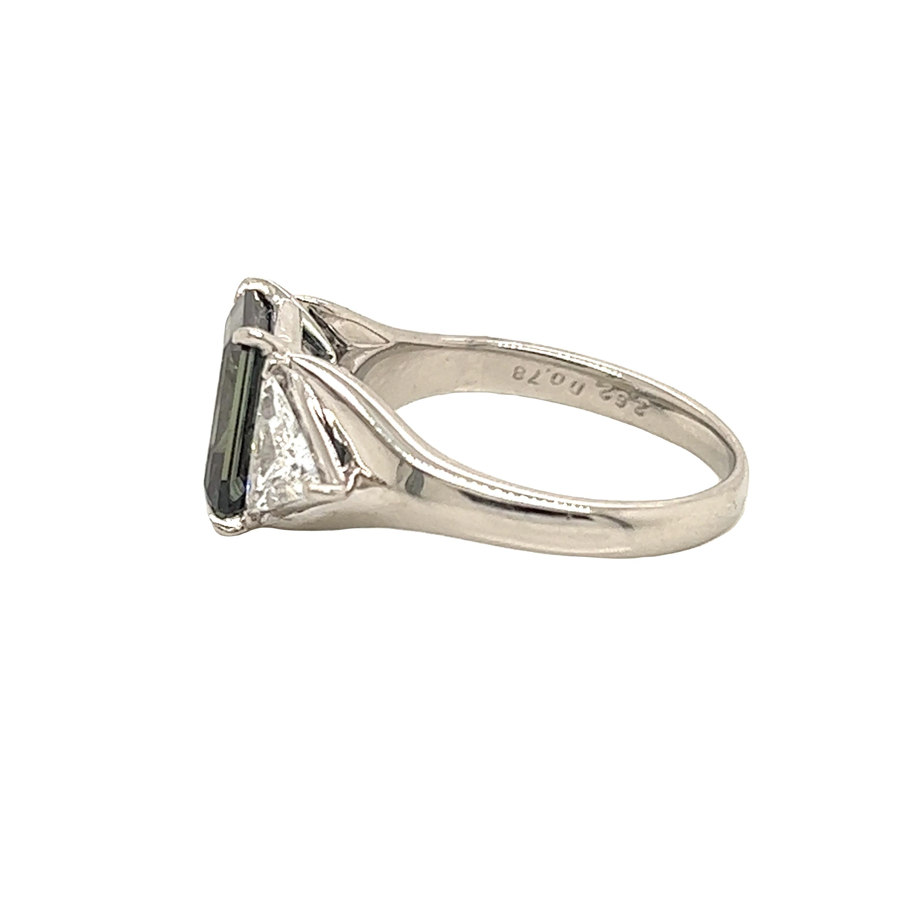 Emerald Cut Natural GIA Certified 2.62 Ct. Brazillian Alexandrite & Diamond Cocktail Ring For Sale
