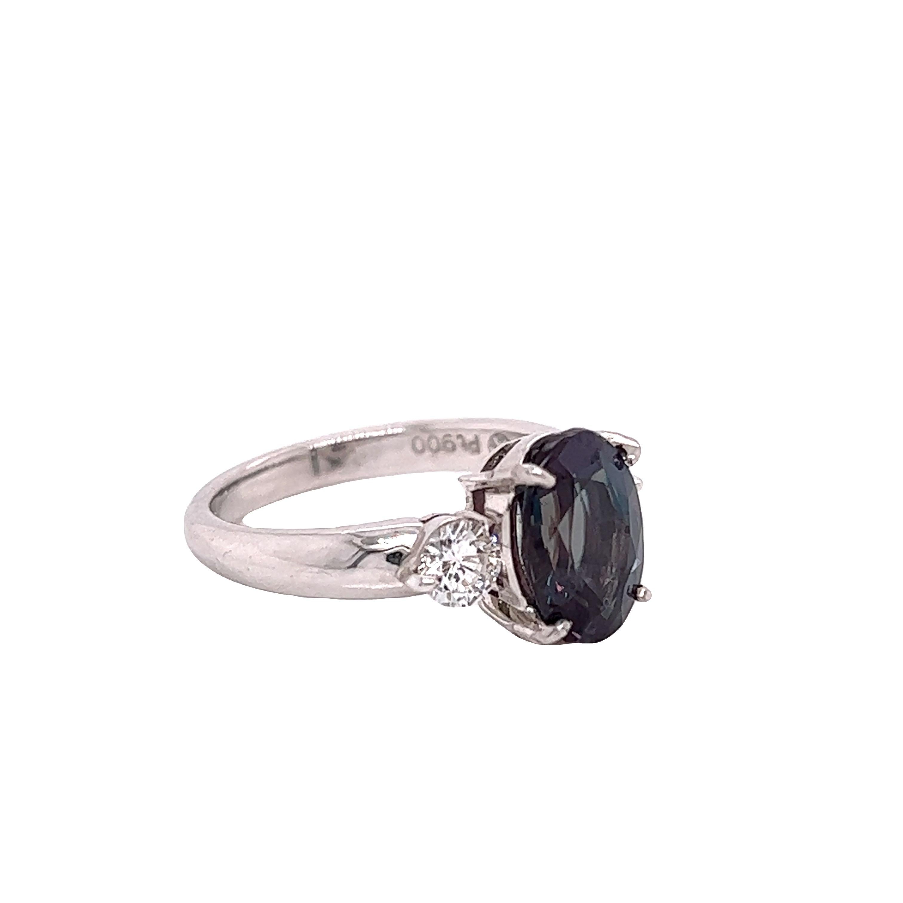 Victorian Natural GIA Certified 2.74 Ct. Brazillian Alexandrite & Diamond Cocktail Ring For Sale