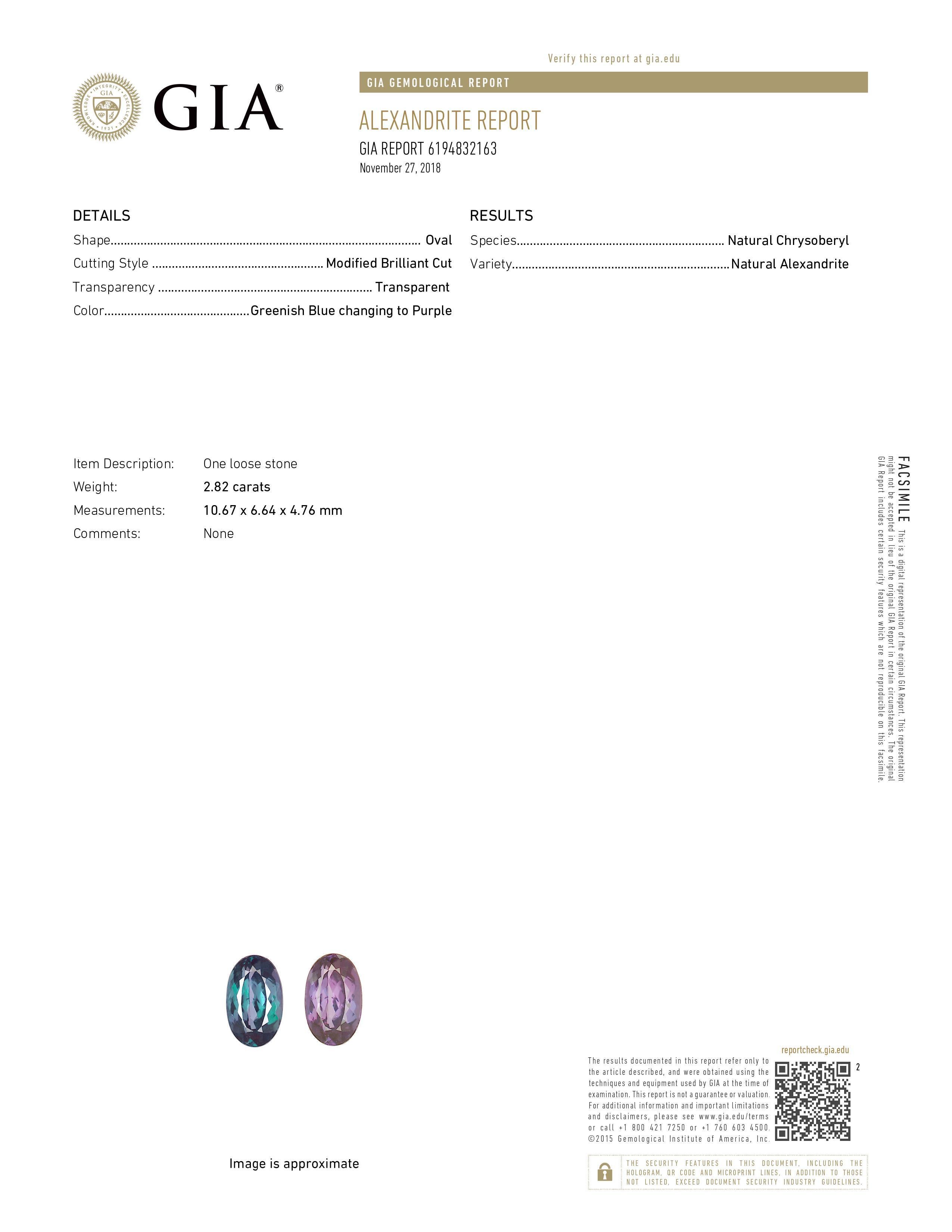 Natural GIA Certified 2.82 Ct. Alexandrite & Diamond Cocktail Ring In New Condition For Sale In New York, NY