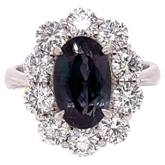 Natural GIA Certified 2.82 Ct. Alexandrite & Diamond Cocktail Ring