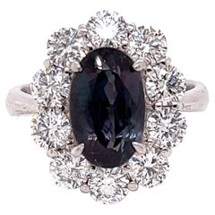 Nature certifié GIA 2.82 Ct. Bague cocktail Alexandrite et diamants