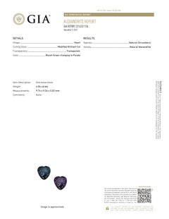 Natural GIA Certified 4.04 Ct Brazillian Alexandrite & Diamond Vintage Ring