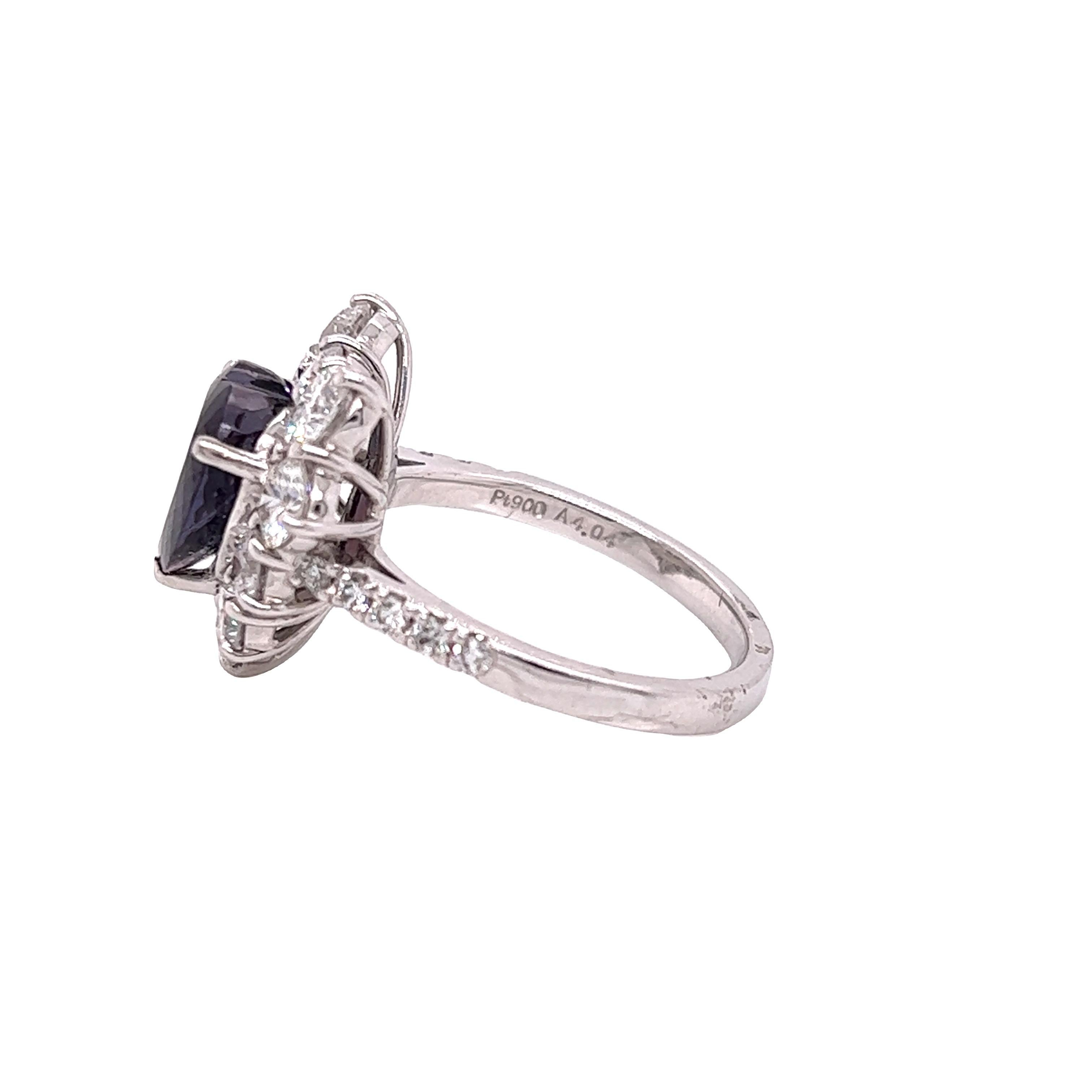 Victorian Natural GIA Certified 4.04 Ct Brazillian Alexandrite & Diamond Vintage Ring For Sale
