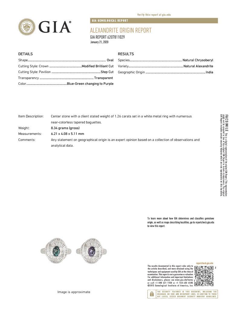 Natural GIA Certified 1.26 Ct. Alexandrite & Diamond Cocktail Ring In New Condition For Sale In New York, NY
