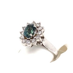 Natural GIA Certified Alexandrite 1.25 Carat & Diamond 14k White Gold Ring