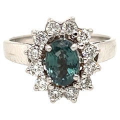 Natural GIA Certified Alexandrite 1.25 Carat & Diamond 14k White Gold Ring