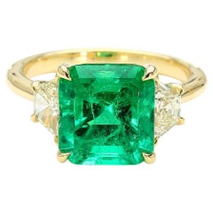 Natürlicher GIA zertifizierter kolumbianischer Smaragd Ring 3,91 Karat
