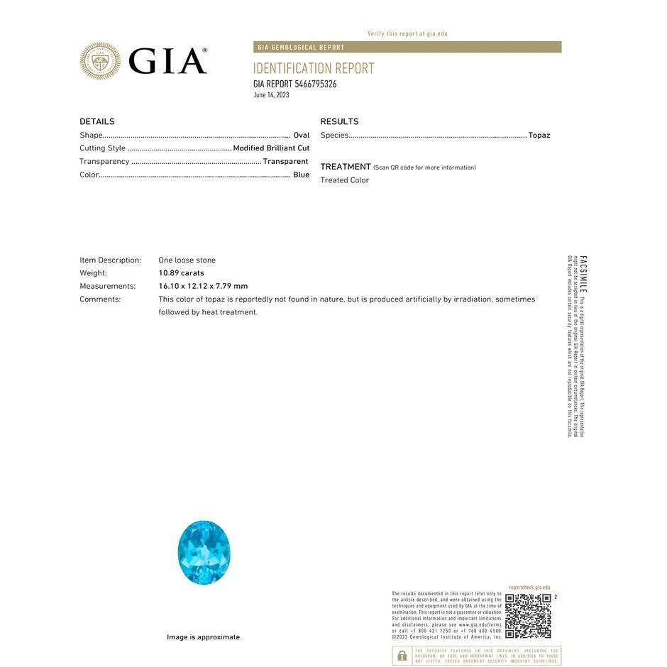 Natural GIA Certified Oval 10.89 ct Sky Blue Topaz Pendant in 14K Rose Gold 2