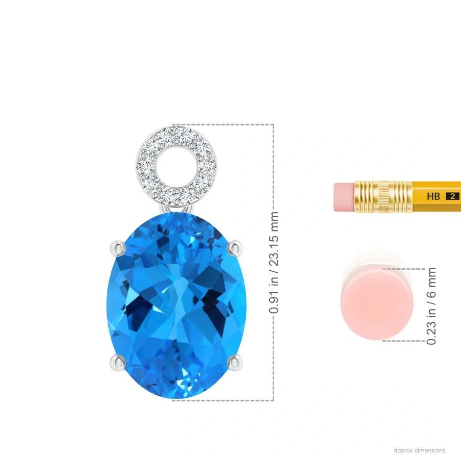 Modern Natural GIA Certified Oval 10.89 ct Sky Blue Topaz Pendant in 14K WhiteGold