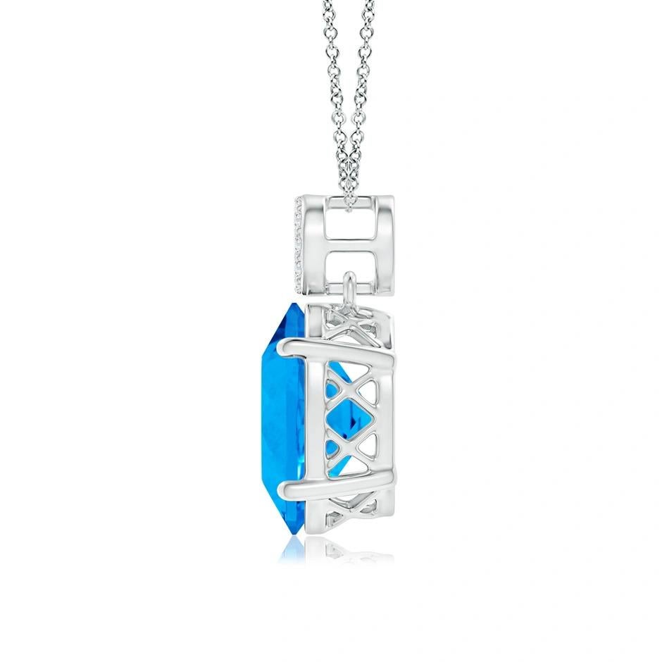 Oval Cut Natural GIA Certified Oval 10.89 ct Sky Blue Topaz Pendant in 14K WhiteGold