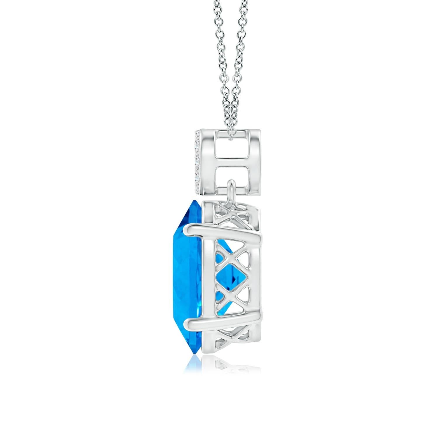 Modern Natural GIA Certified Oval 10.89 ct Sky Blue Topaz Pendant in 18K White Gold