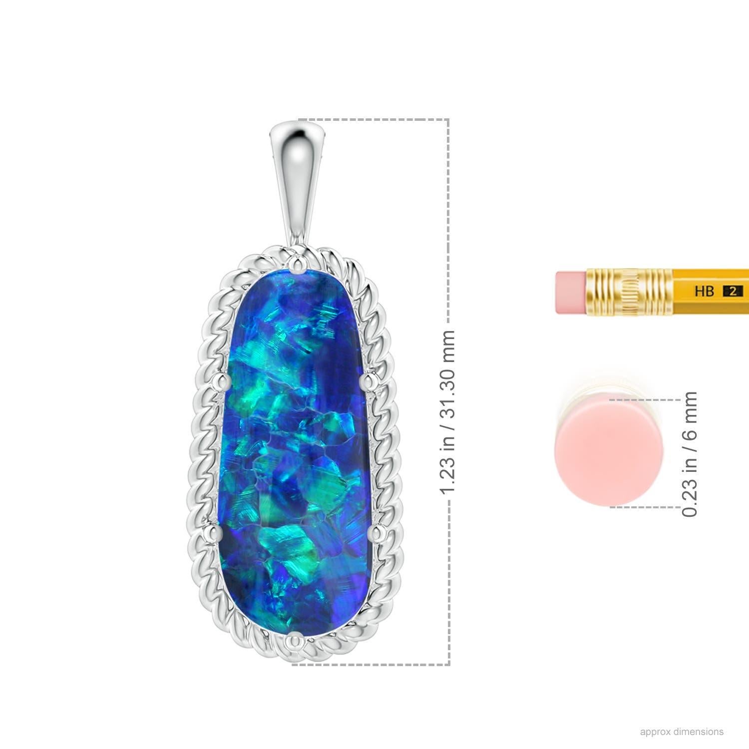 Natural GIA Certified Oval 5.45 ct Black Opal Pendant in 14K White Gold In New Condition In Los Angeles, CA