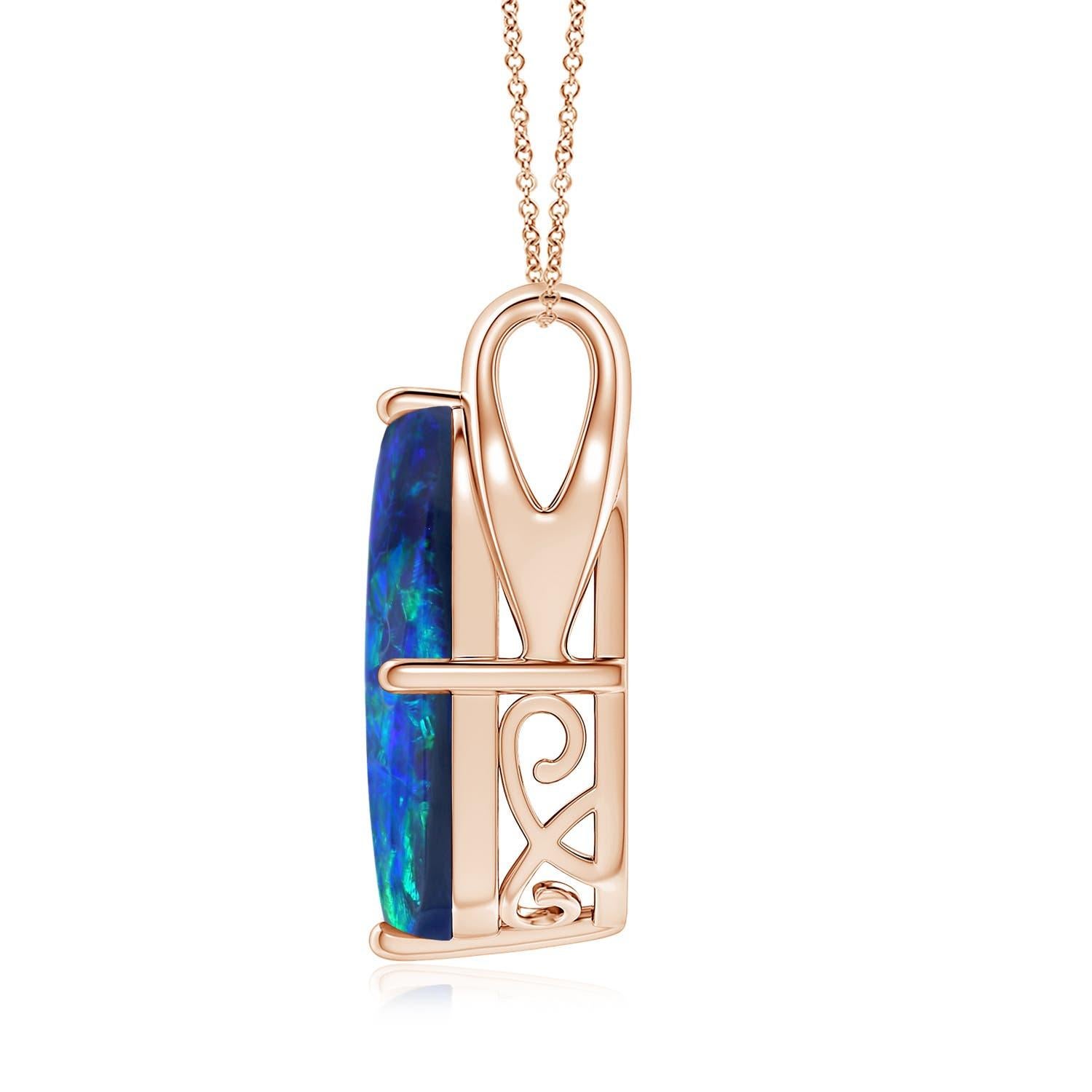 1. Black Opal is traditional gift for 12th & 14th wedding anniversaries.
2. Features 5.45 ct Black Opal. Crafted in 14K Rose Gold. We offer high-quality gemstone jewelry in a variety of stunning designs. The exceptional craftsmanship ensures that