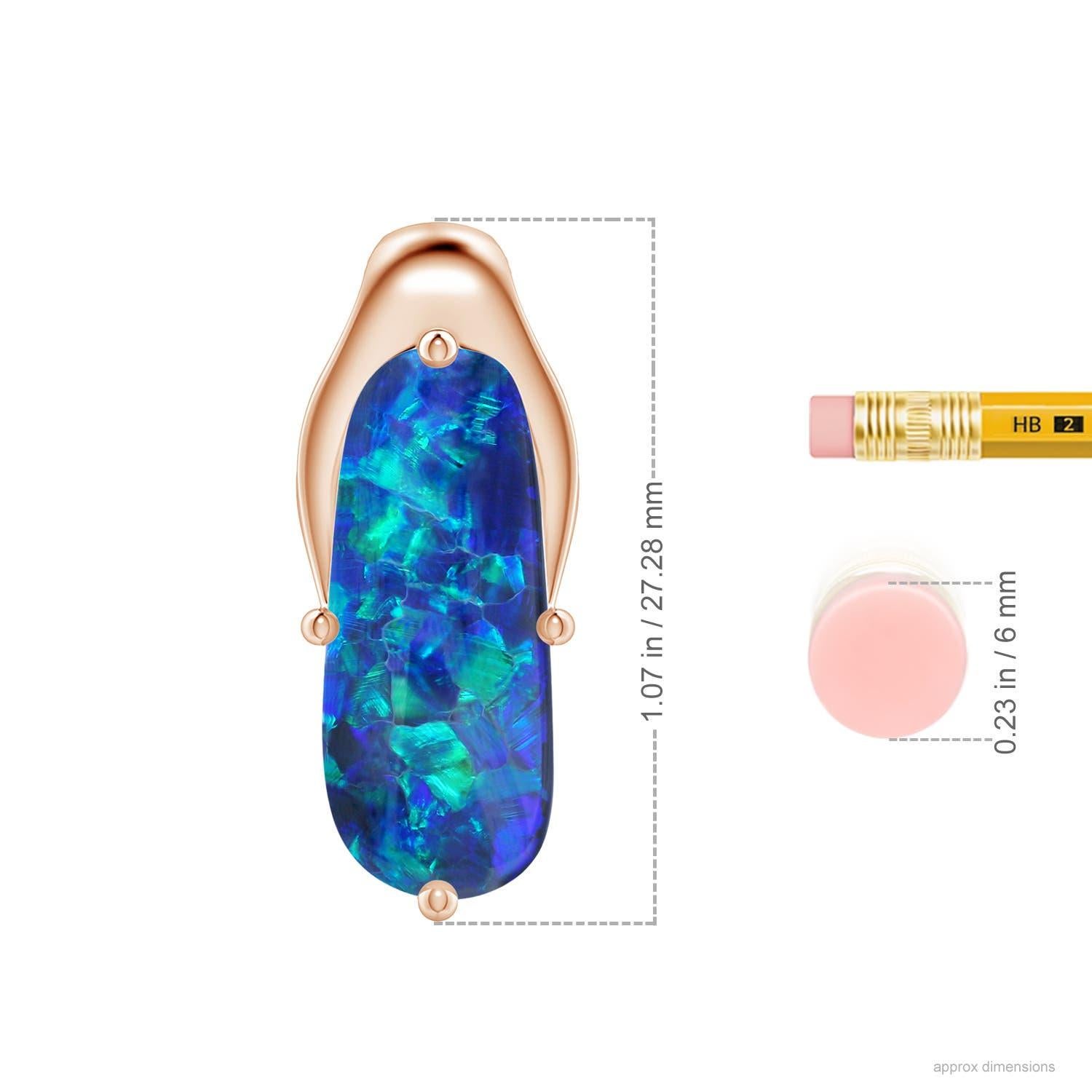Natural GIA Certified Oval 5.45 ct Black Opal Wishbone Pendant in 14K Rose Gold In New Condition In Los Angeles, CA
