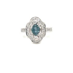 Natural  GIA Certified Oval Alexandrite 0.75 carat & Diamond 18K White Gold Ring