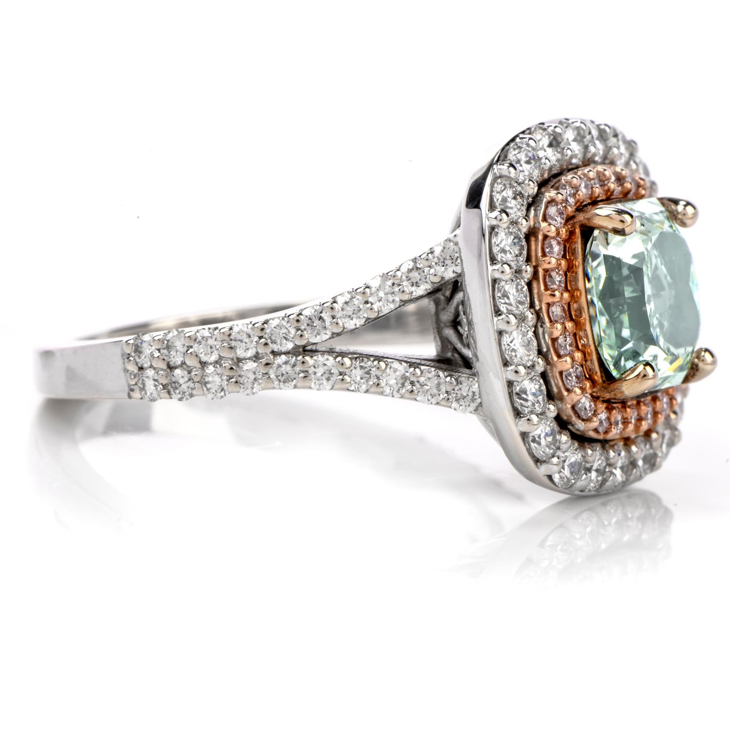 natural green diamond engagement ring