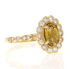 Natural GIA No Heat 1.86 Carat Yellow Sapphire Diamond Yellow Gold Ring