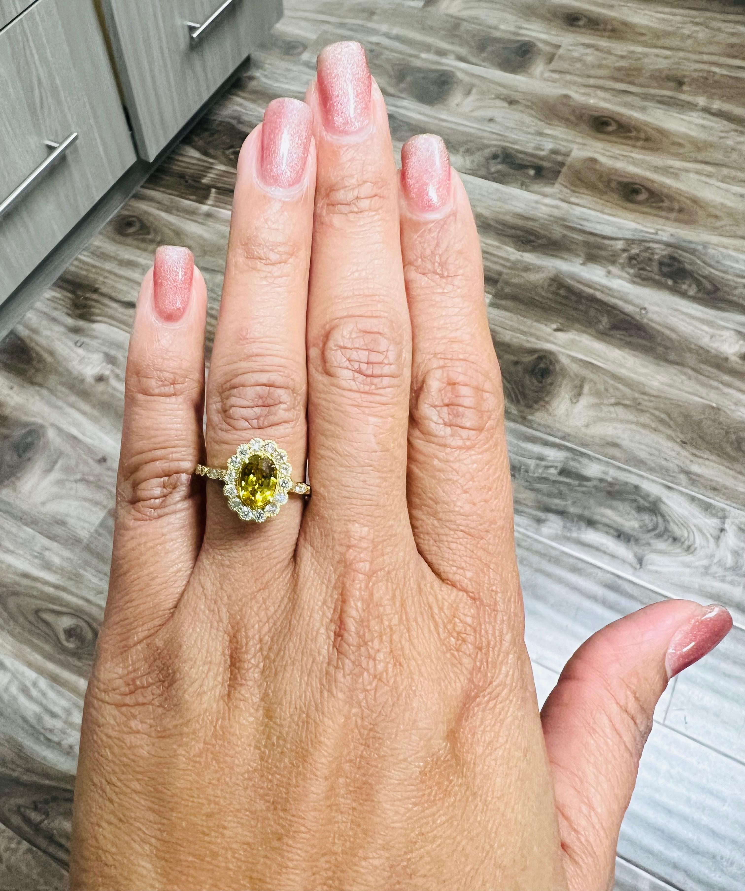Anillo de oro amarillo con diamante zafiro amarillo natural GIA sin calor de 1,86 quilates en Nuevo estado para la venta en Los Angeles, CA