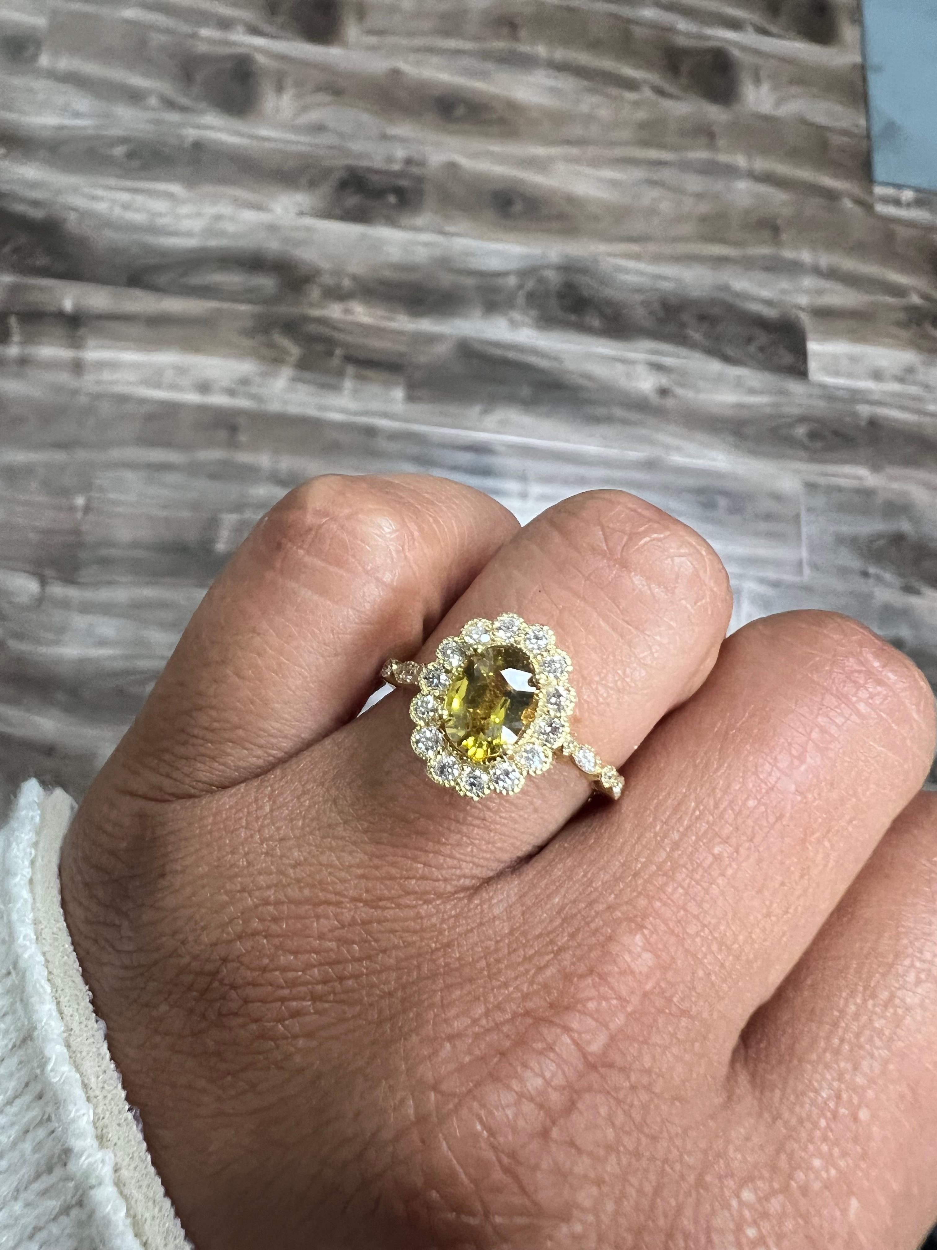 Anillo de oro amarillo con diamante zafiro amarillo natural GIA sin calor de 1,86 quilates en venta 1