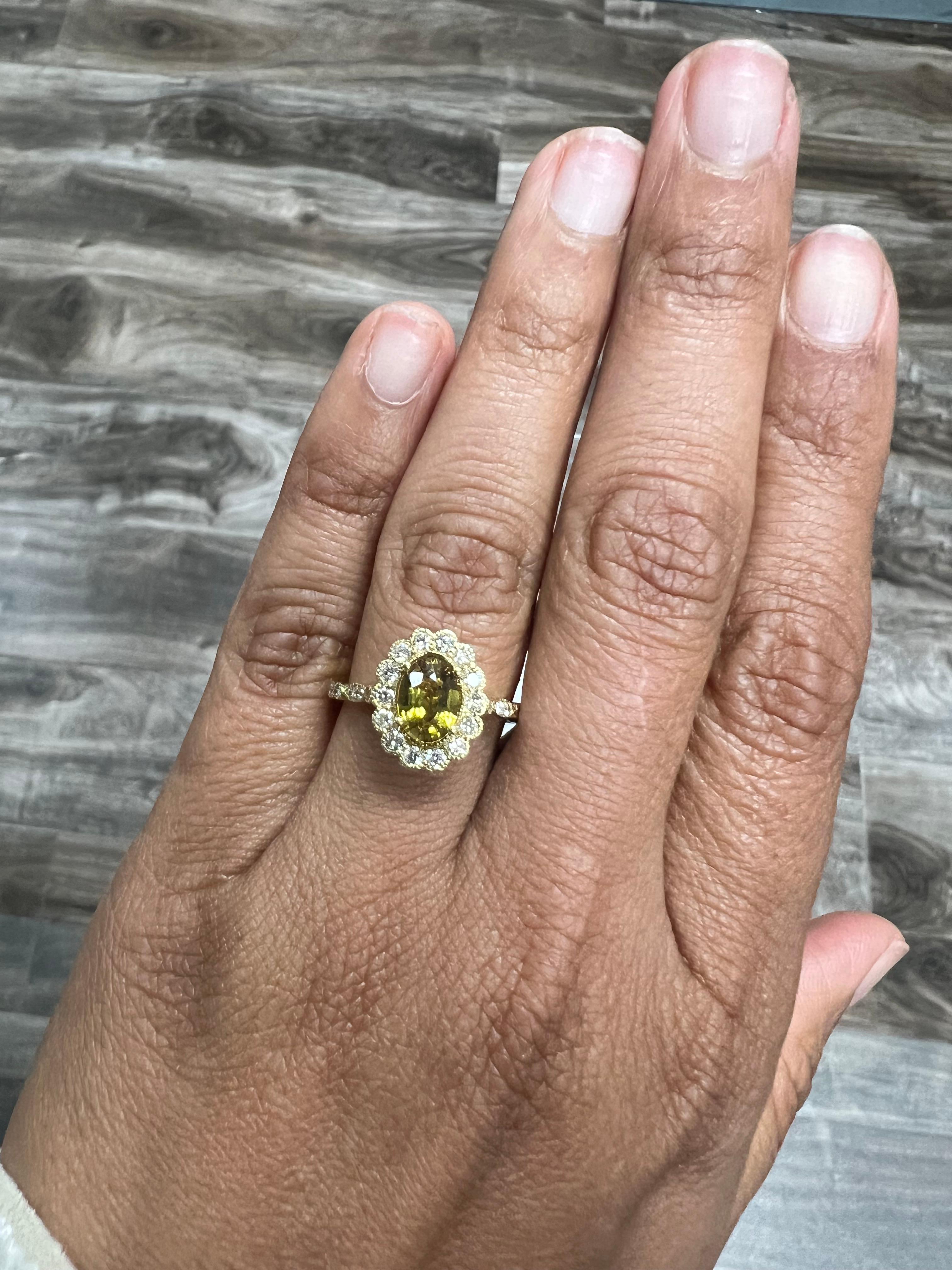 Anillo de oro amarillo con diamante zafiro amarillo natural GIA sin calor de 1,86 quilates en venta 2