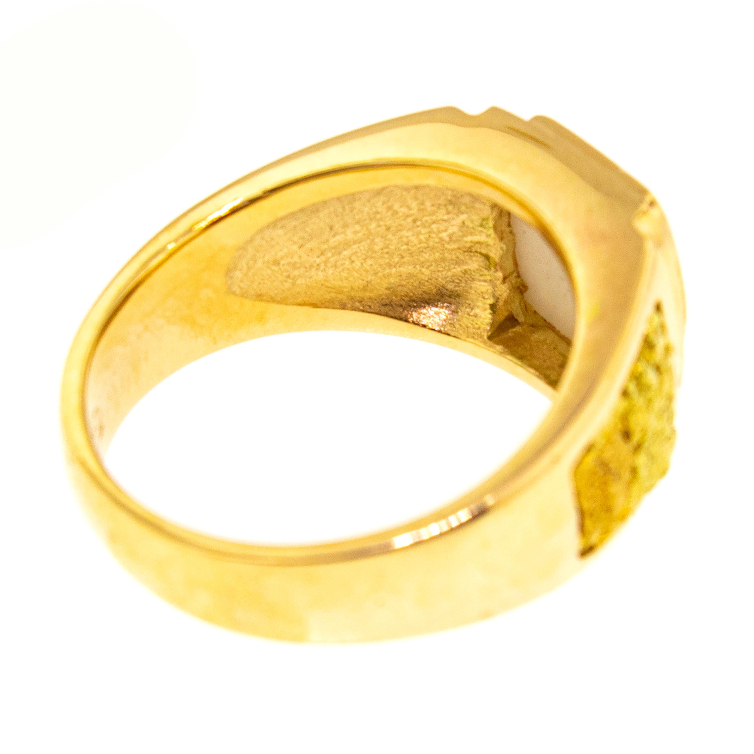 For Sale:  Natural Gold in Quartz and Gold Nugget 14 Karat Gold Men’s Custom Ring 5