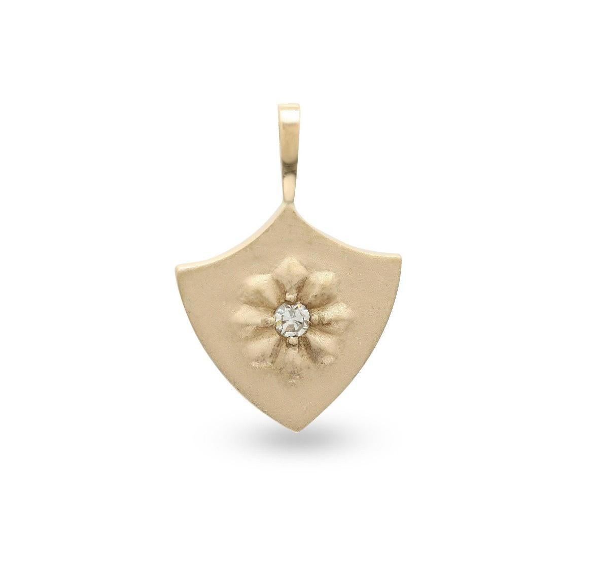 Taglio misto Ciondolo con diamante Nature in oro 14k in vendita