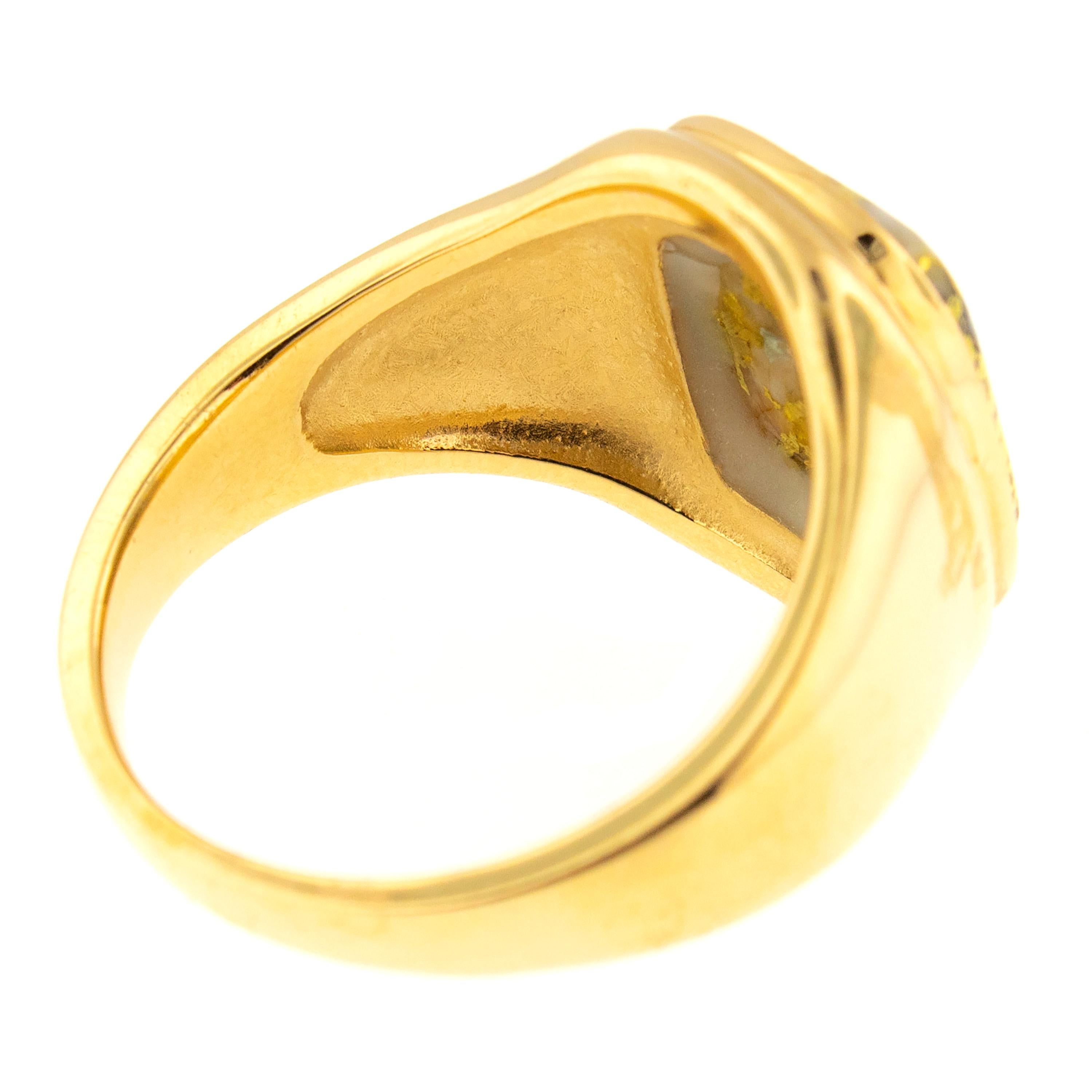 For Sale:  Natural Gold in Quartz 14 Karat Gold Signet Style Custom Ring 5
