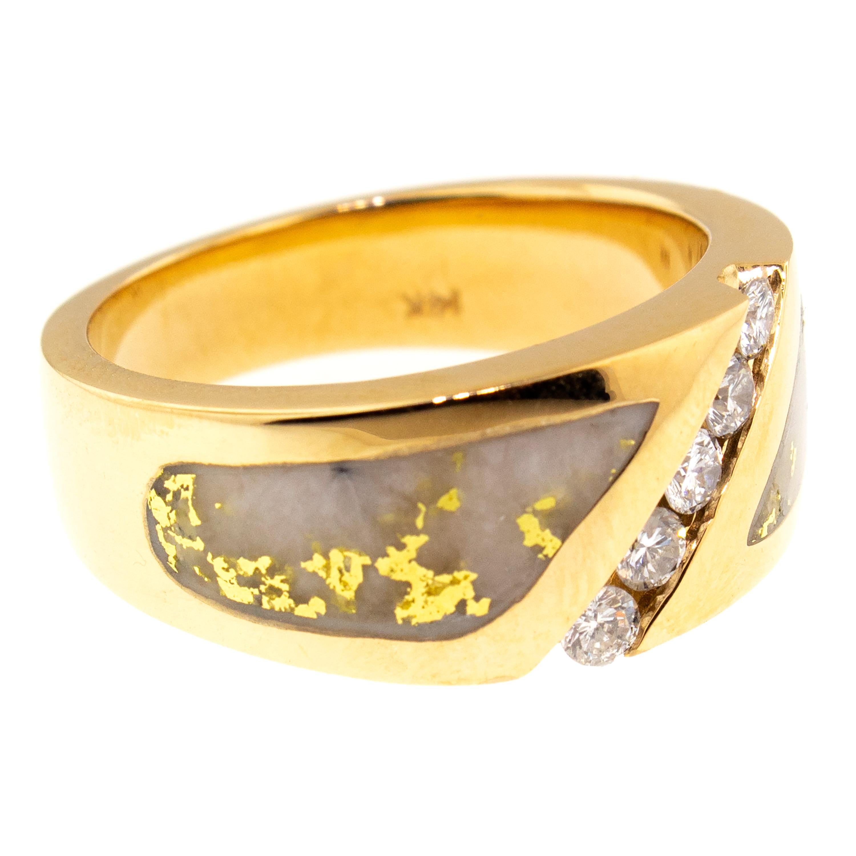 For Sale:  Natural Gold in Quartz and Diamond 14 Karat Gold Men’s Custom Band Ring 4