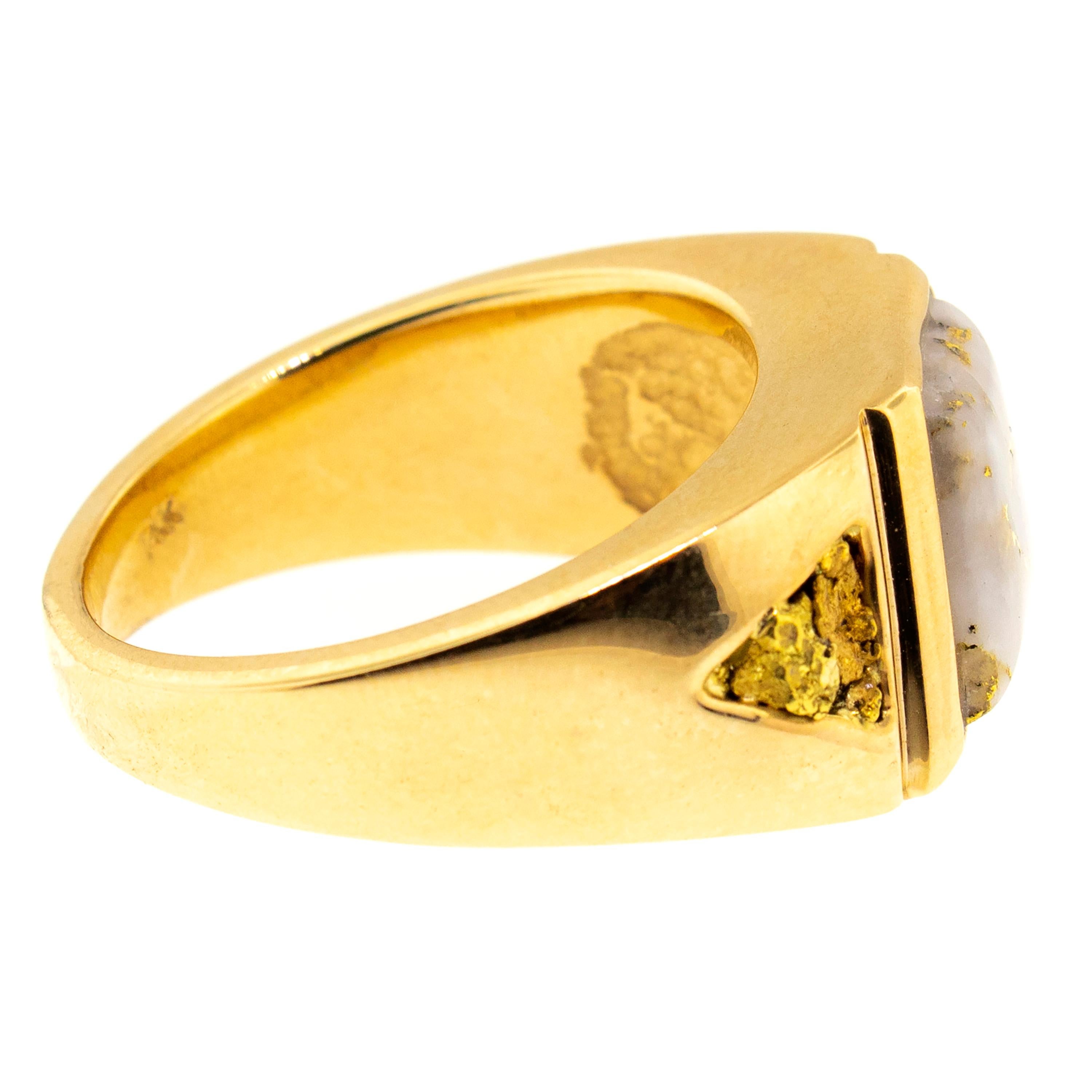 For Sale:  Natural Gold in Quartz and Gold Nugget 14 Karat Gold Custom Men’s Ring 5
