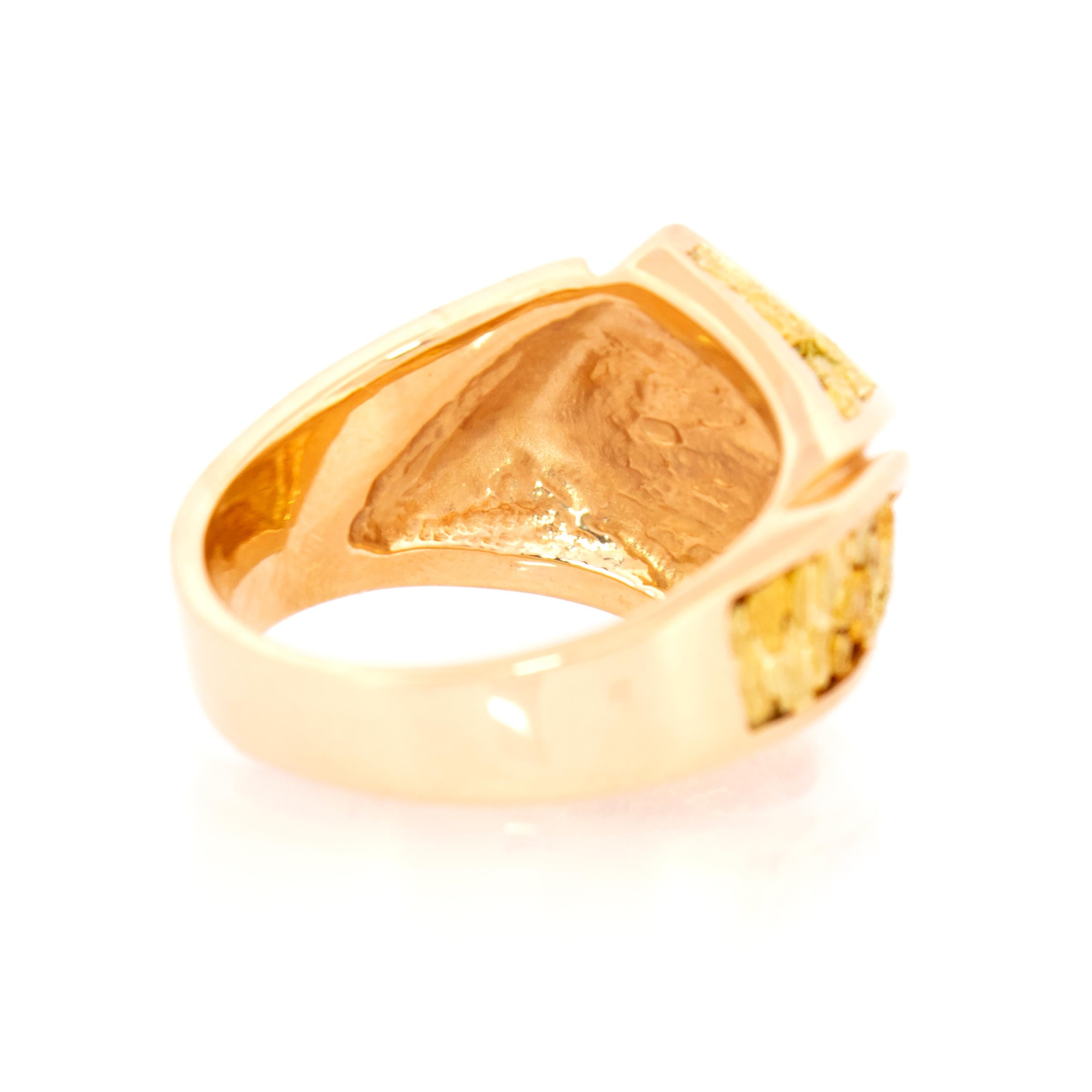 Men's Natural Gold in Quartz and Gold Nugget 14 Karat Men’s Ring