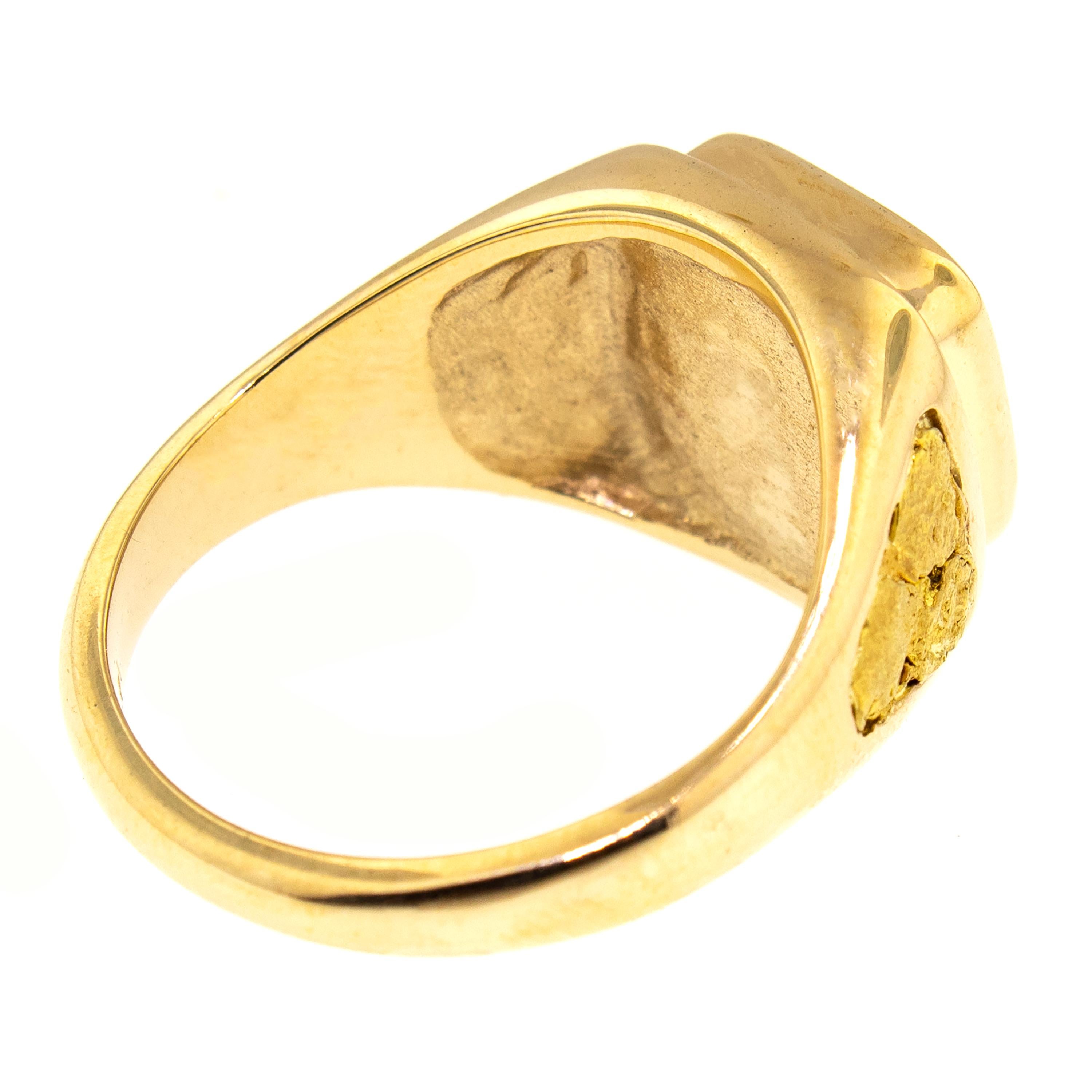 En vente :  Bague personnalisée pour homme en or 18 carats, or naturel, quartz et pépite d'or 5