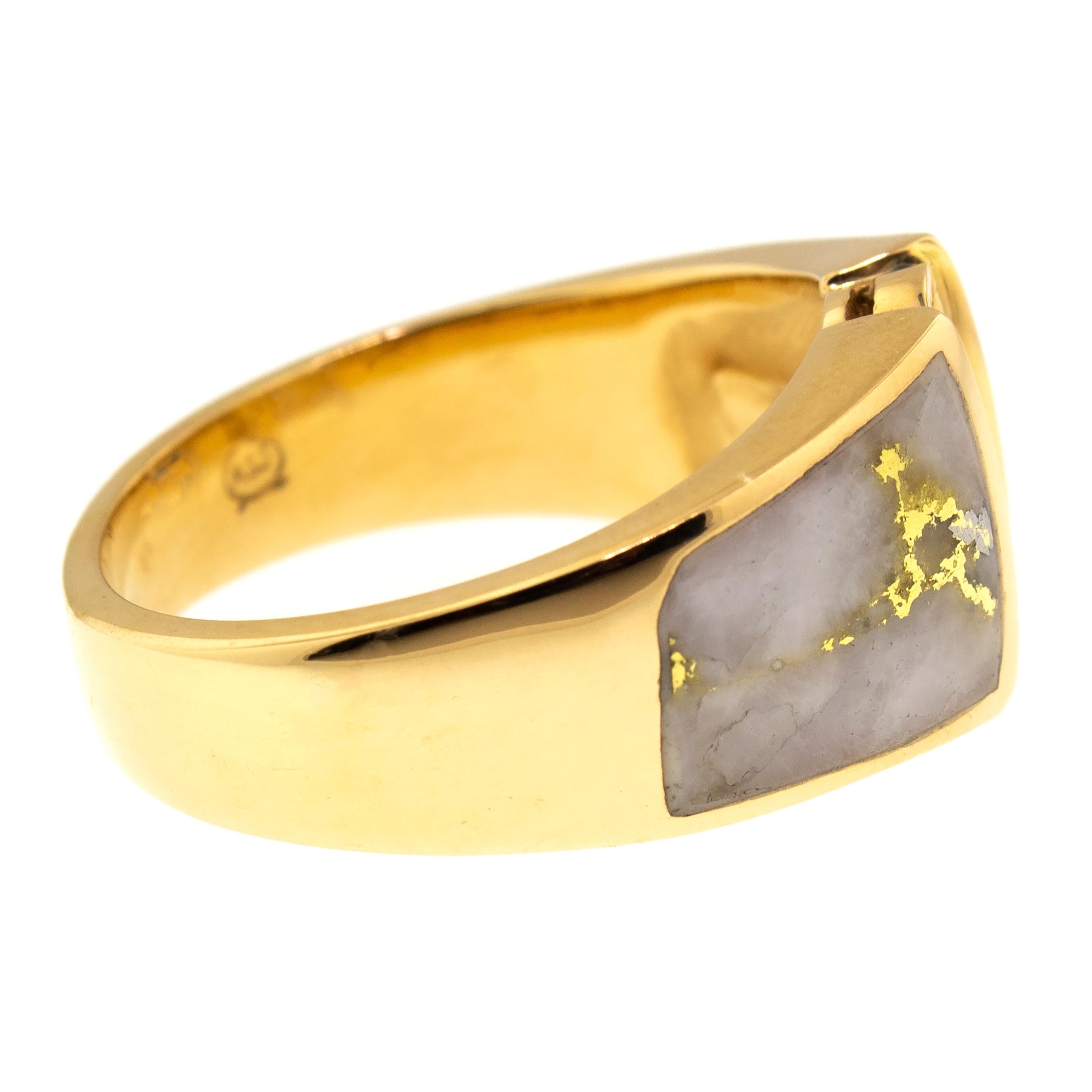 For Sale:  Natural Gold in Quartz Diamond 18 Karat Gold Men’s Custom Band Ring 5