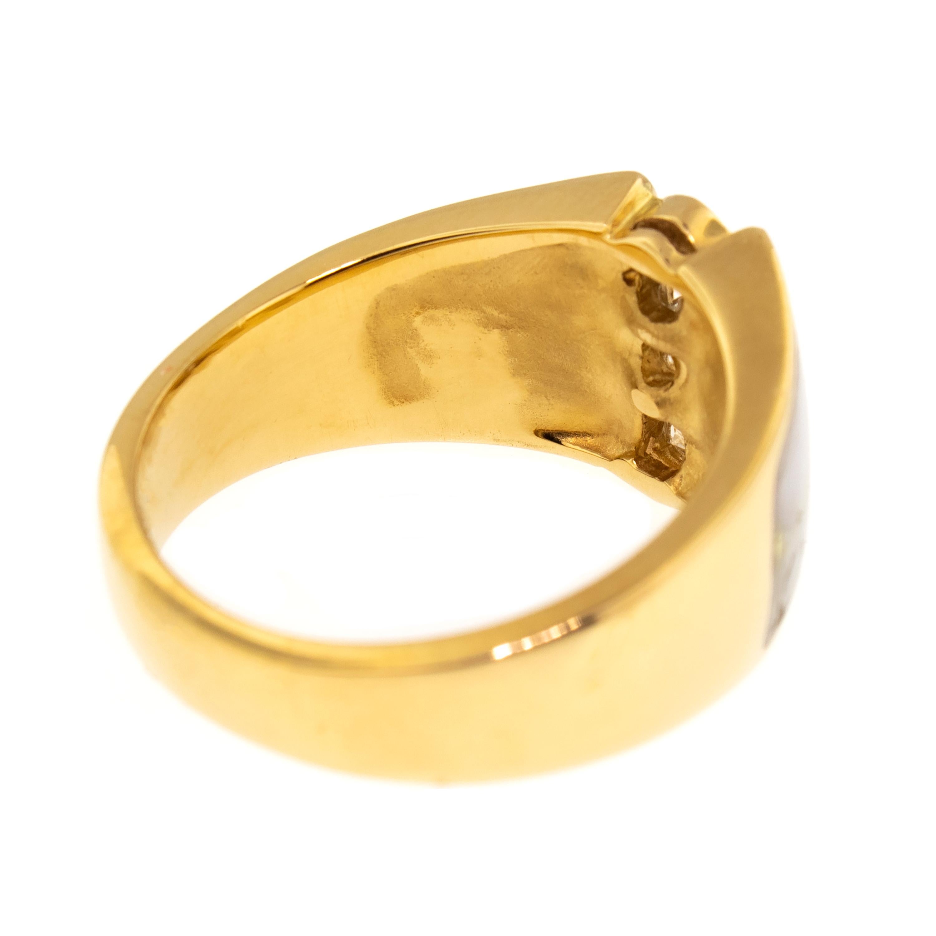 For Sale:  Natural Gold in Quartz Diamond 18 Karat Gold Men’s Custom Band Ring 6