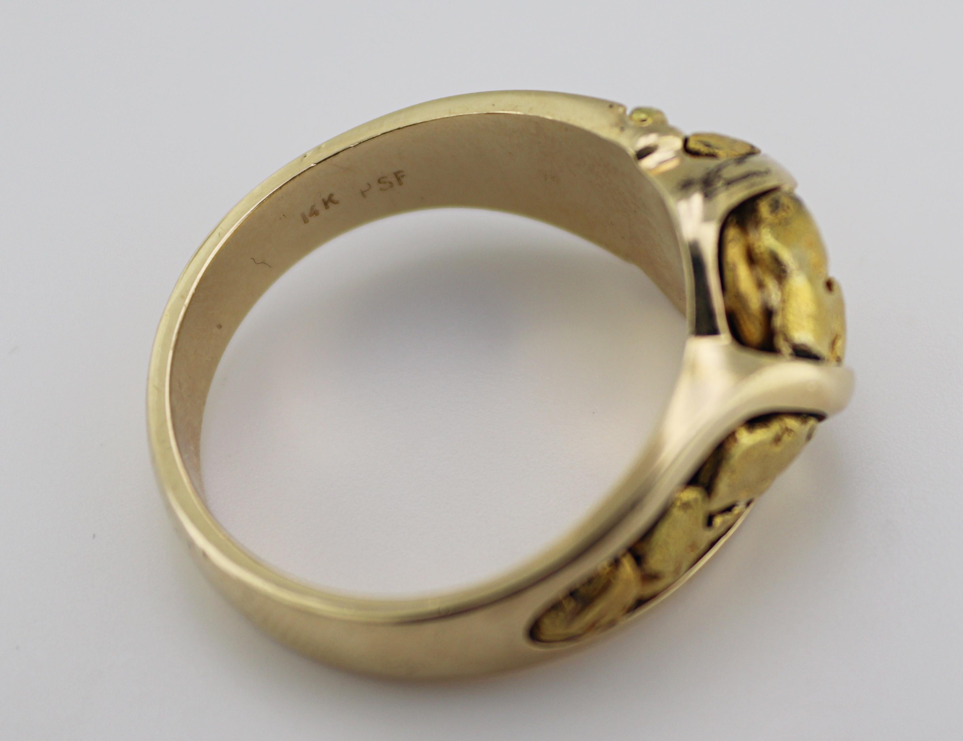 Nugget, Ring aus natürlichem Gold mit 14 Karat Gelbgold 6