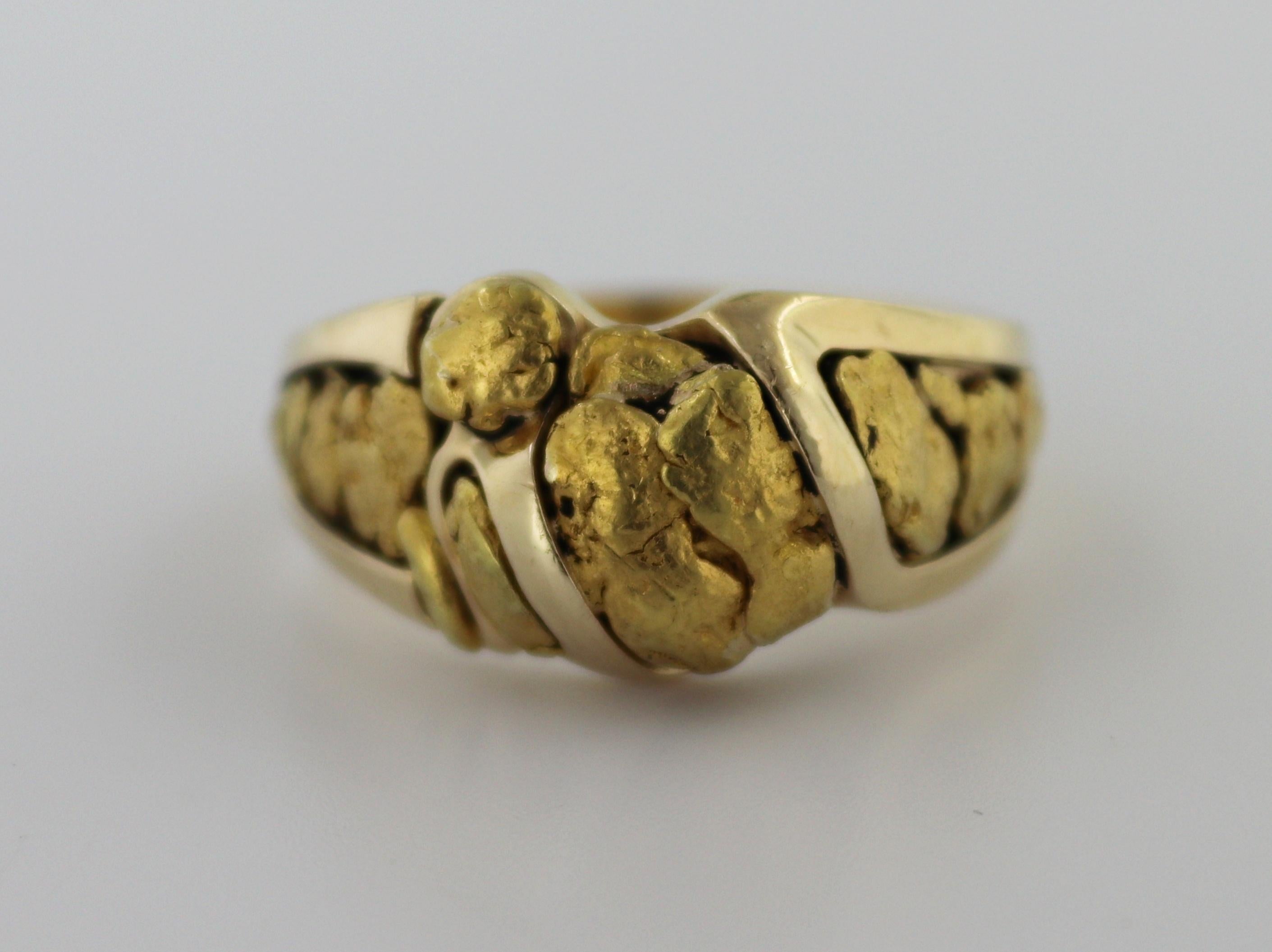 Nugget, Ring aus natürlichem Gold mit 14 Karat Gelbgold 7