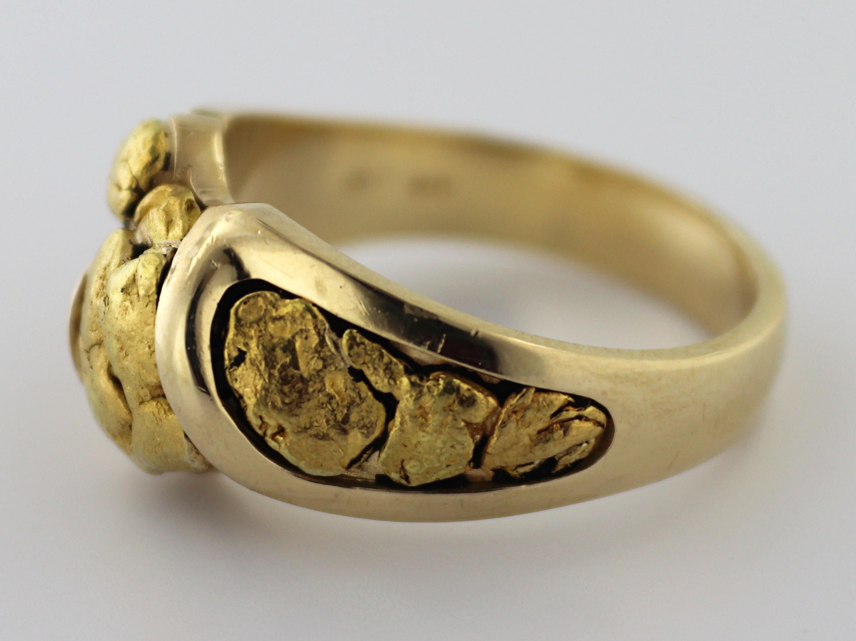 Nugget, Ring aus natürlichem Gold mit 14 Karat Gelbgold 11