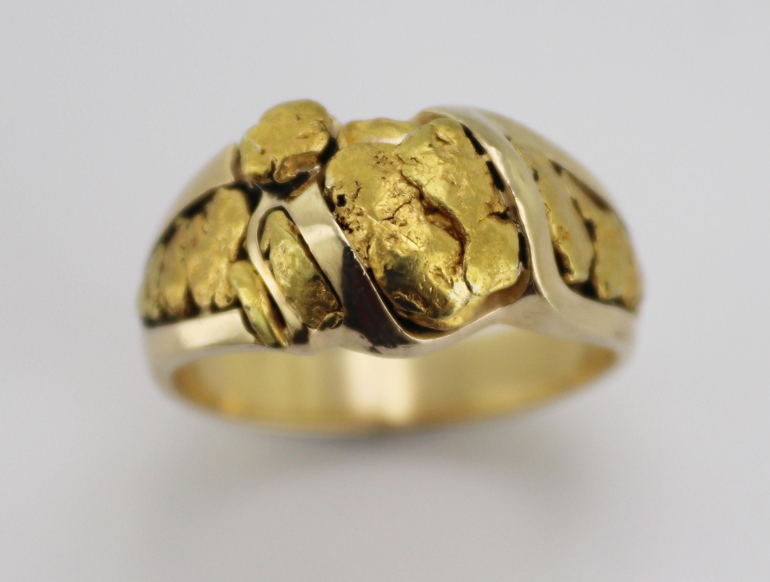 Nugget, Ring aus natürlichem Gold mit 14 Karat Gelbgold 12