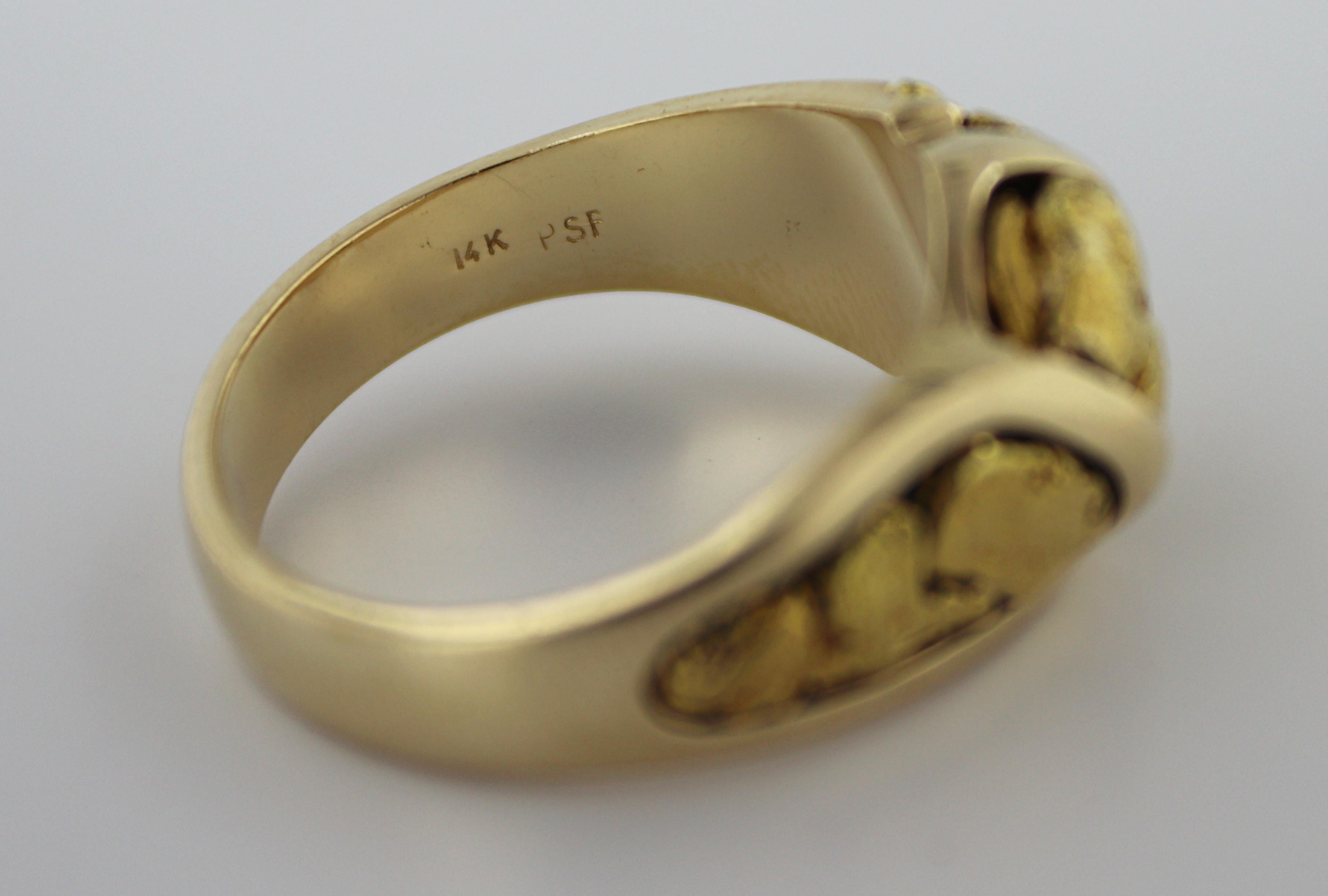 Nugget, Ring aus natürlichem Gold mit 14 Karat Gelbgold 13