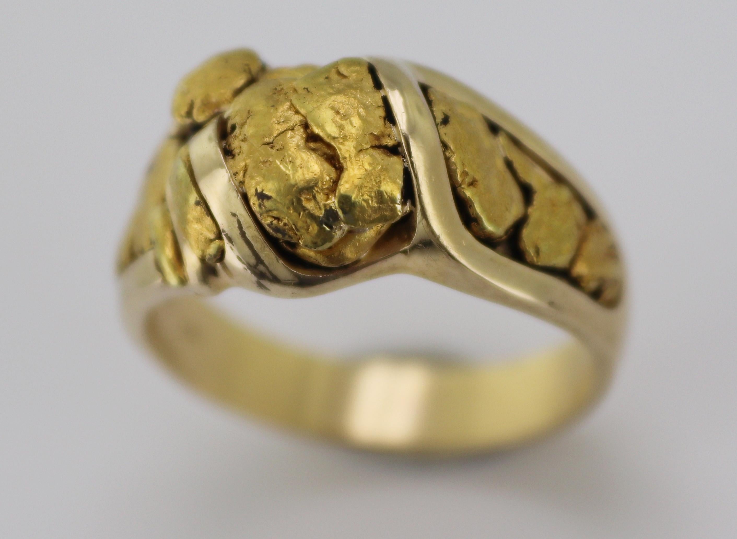 Nugget, Ring aus natürlichem Gold mit 14 Karat Gelbgold 14
