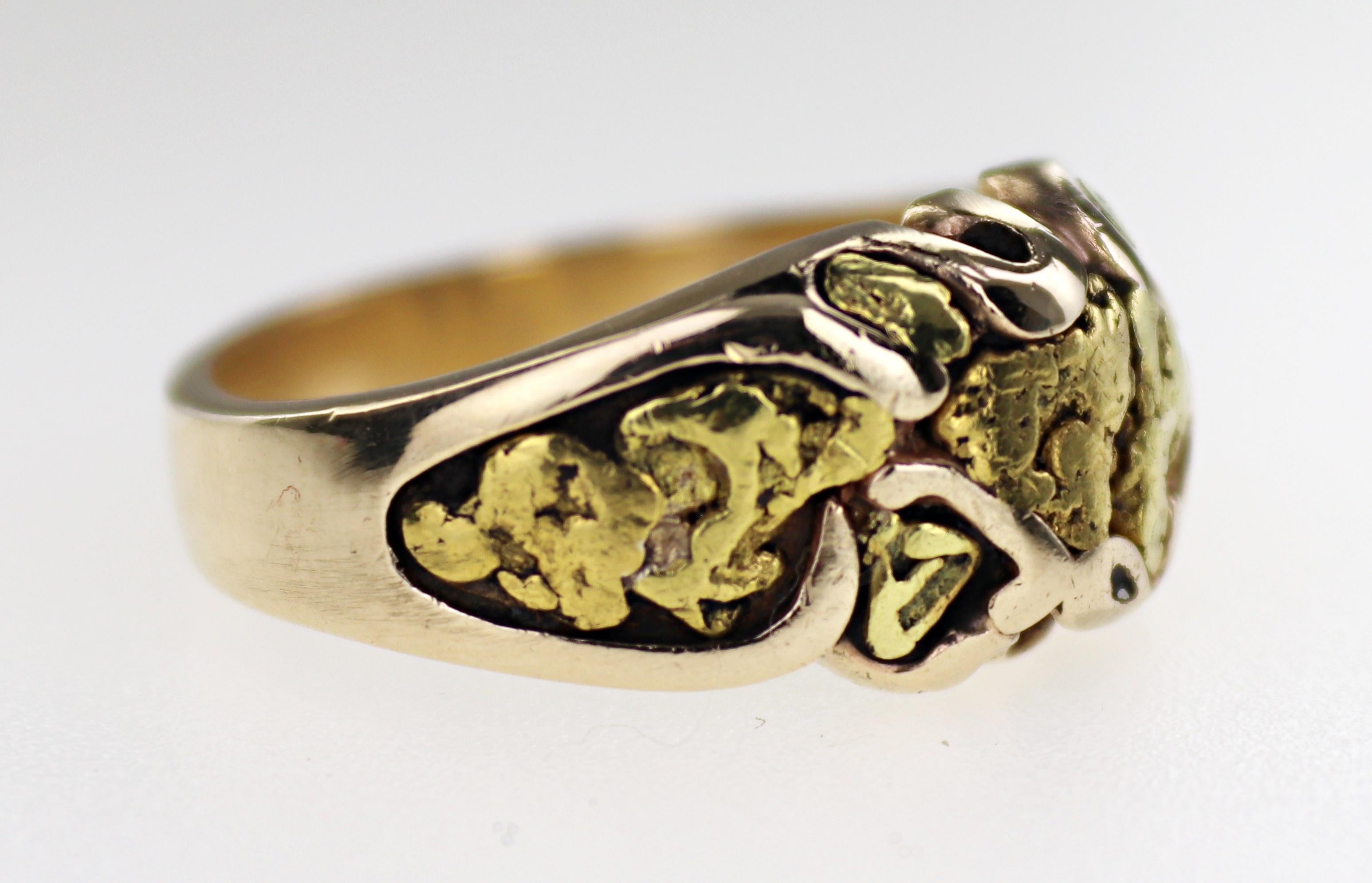 Nugget aus natürlichem Gold, Ring aus 14 Karat Gelbgold im Zustand „Gut“ im Angebot in Pleasant Hill, CA