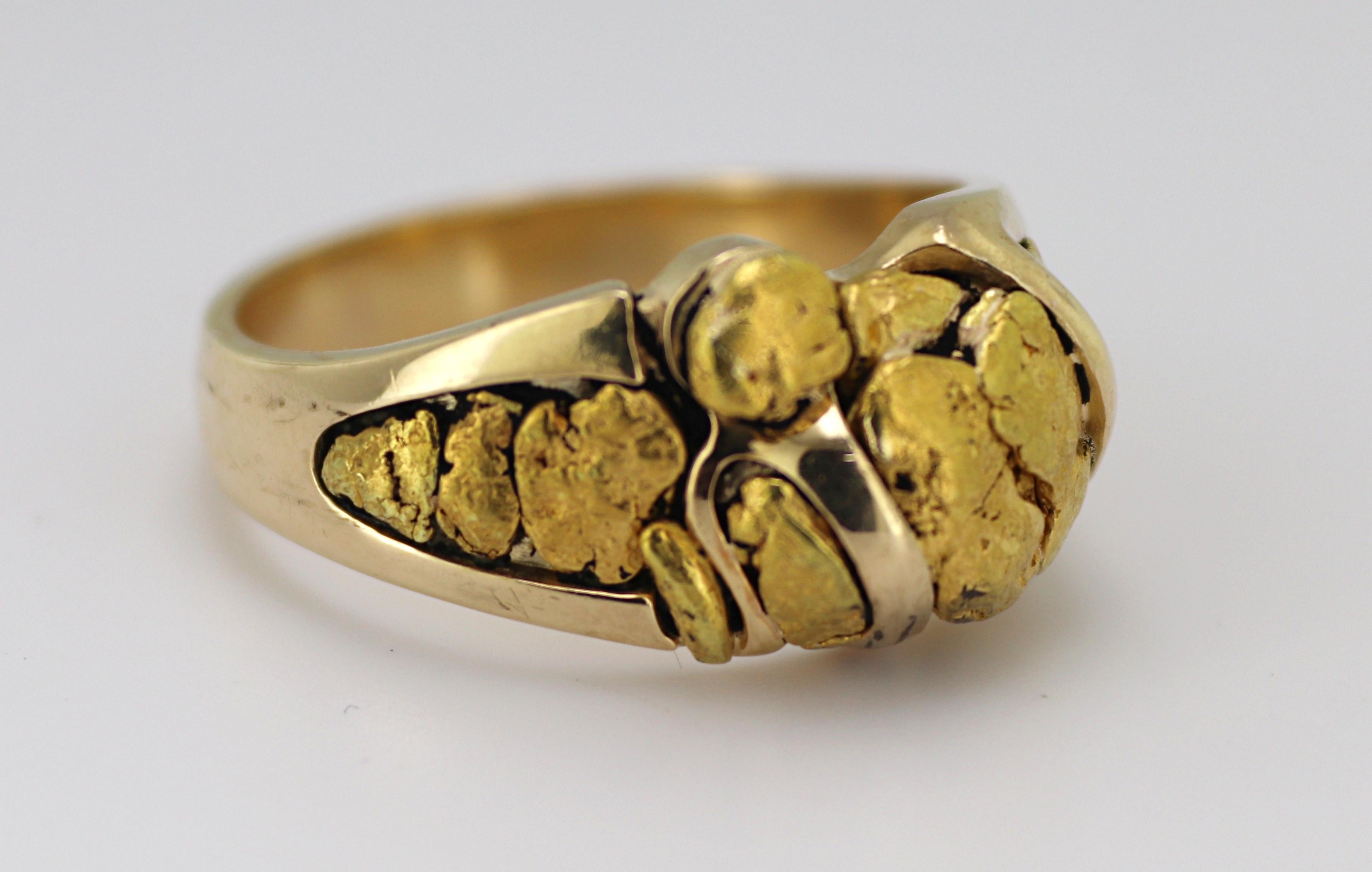 Nugget, Ring aus natürlichem Gold mit 14 Karat Gelbgold Herren