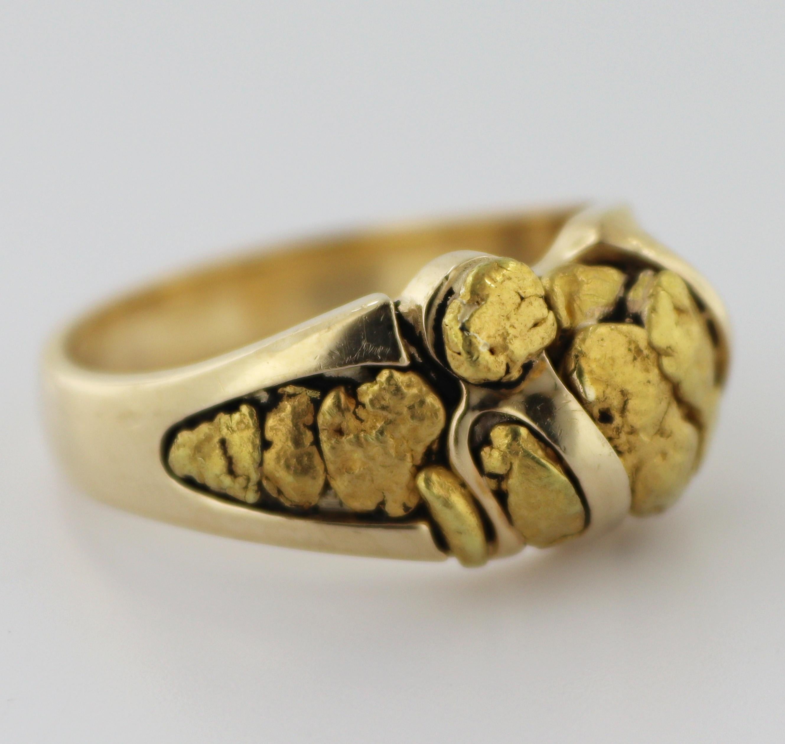 Nugget, Ring aus natürlichem Gold mit 14 Karat Gelbgold 1
