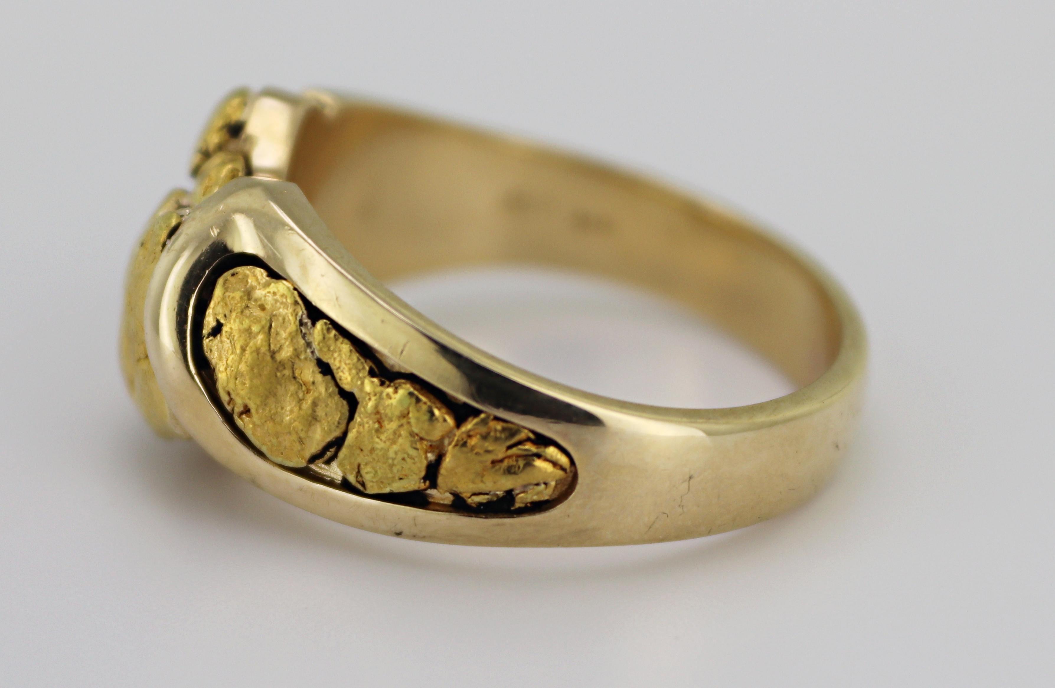Nugget, Ring aus natürlichem Gold mit 14 Karat Gelbgold 2