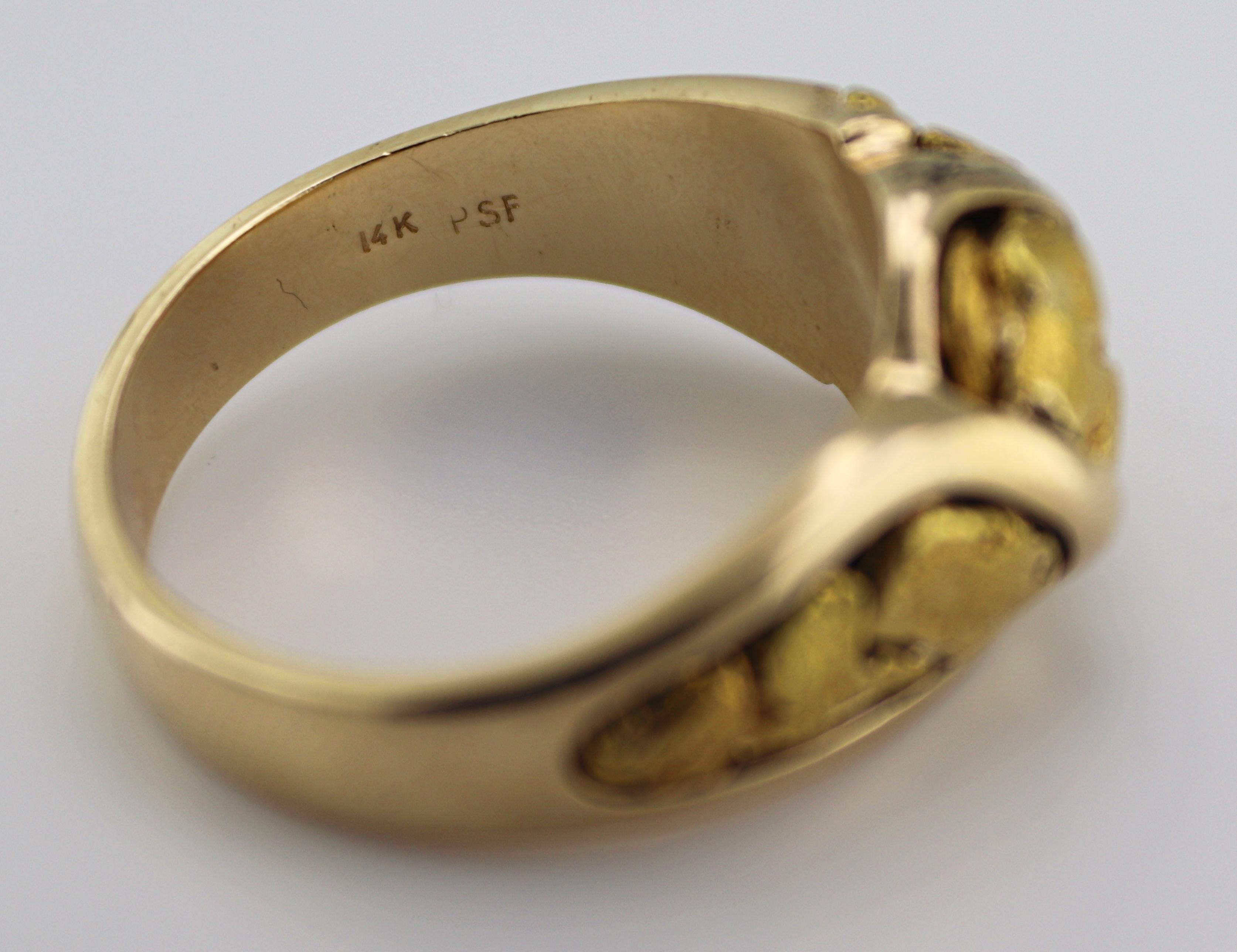 Nugget, Ring aus natürlichem Gold mit 14 Karat Gelbgold 4