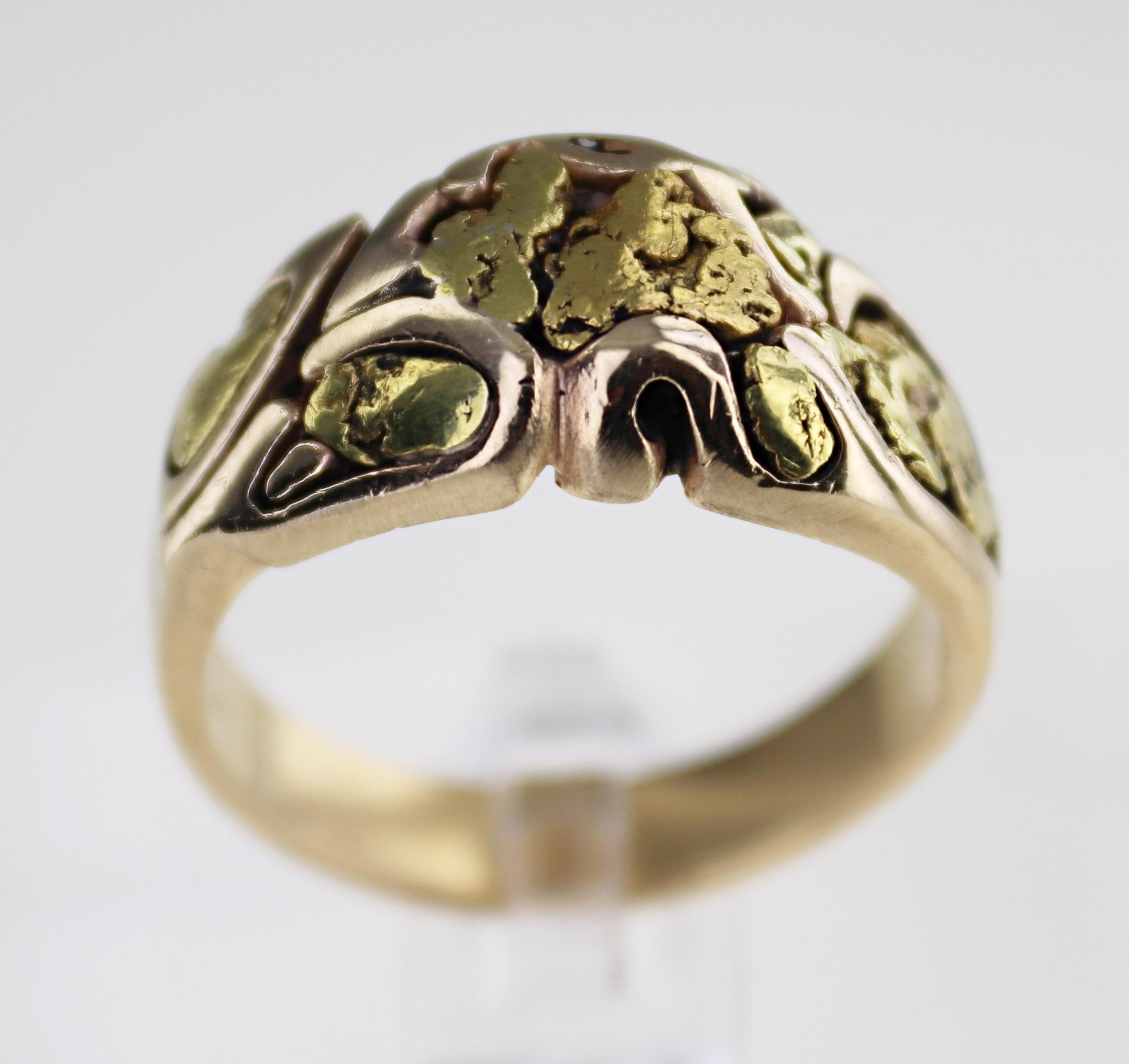 Nugget aus natürlichem Gold, Ring aus 14 Karat Gelbgold im Angebot 4
