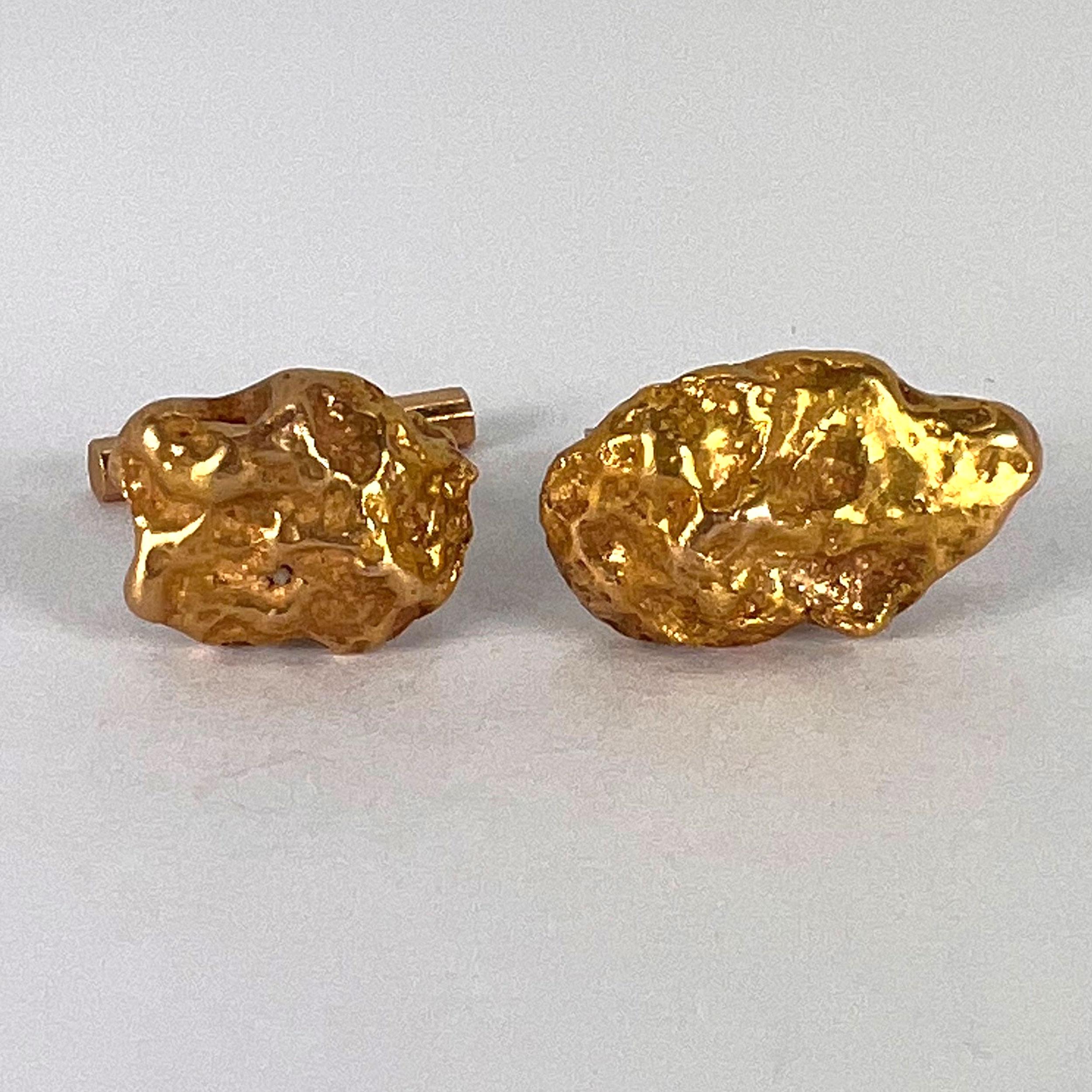 Natural Gold Nugget 18K Yellow Gold Cufflinks 3